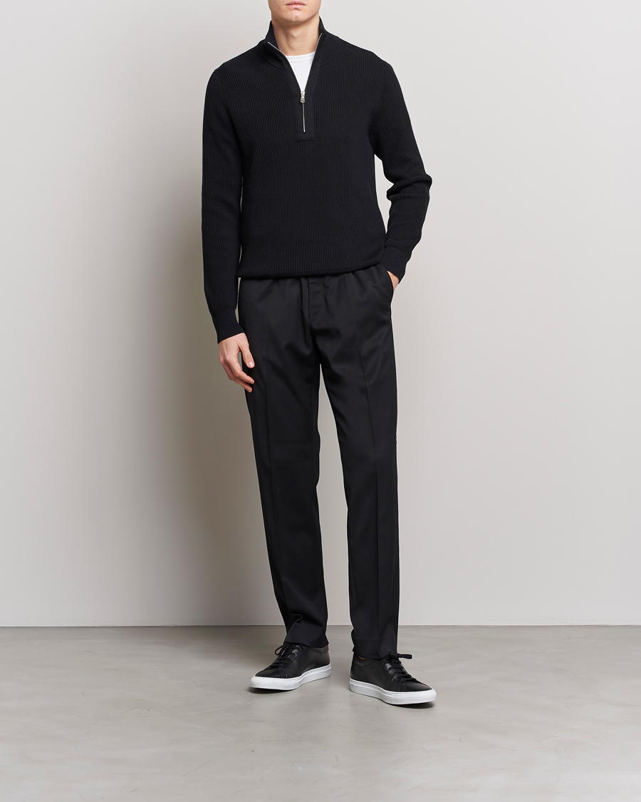 Men | Sweaters & Knitwear | J.Lindeberg | Alex Half Zip Organic Cotton Sweater Black
