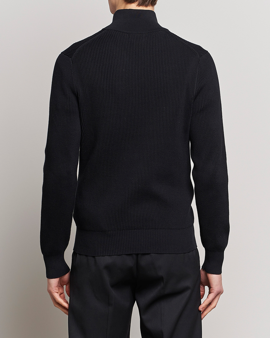 Men | Sweaters & Knitwear | J.Lindeberg | Alex Half Zip Organic Cotton Sweater Black