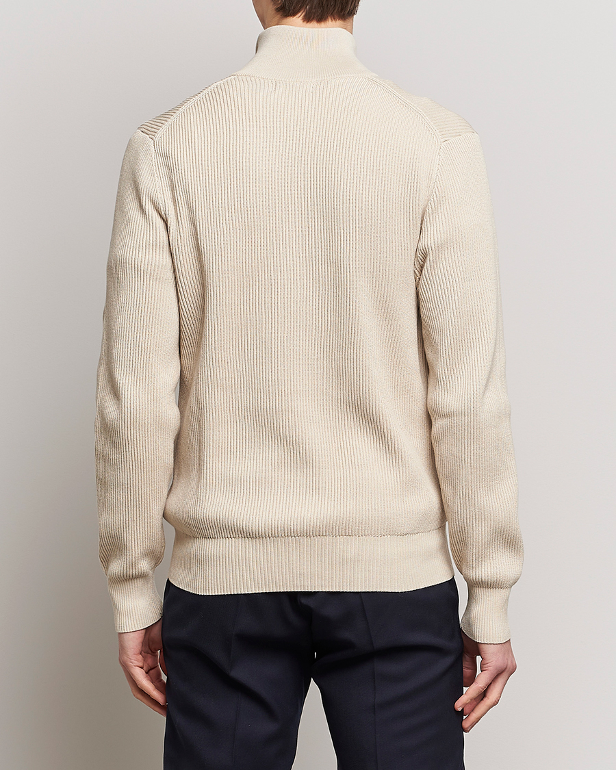 Men | Sweaters & Knitwear | J.Lindeberg | Alex Half Zip Organic Cotton Sweater Turtledove