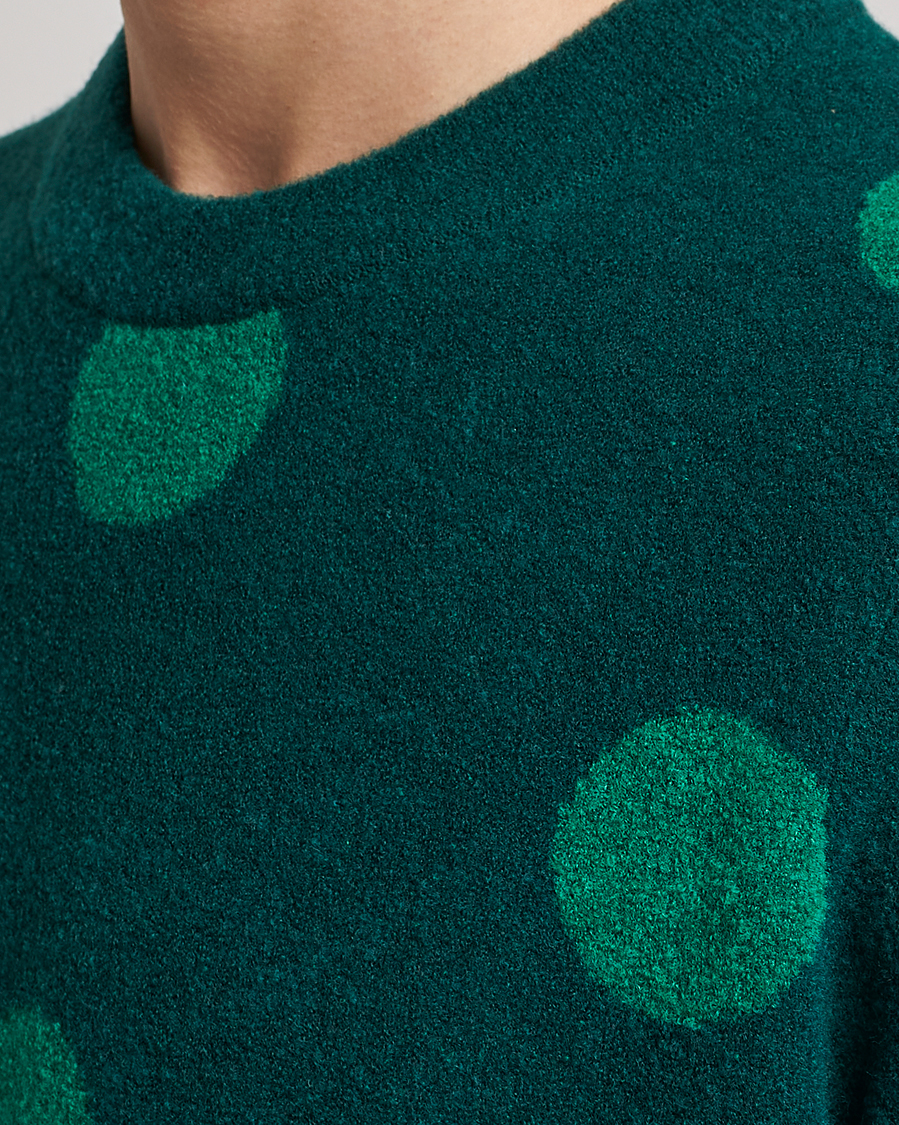 Men | Sweaters & Knitwear | J.Lindeberg | Dotte Hairy Jacquard Crewneck Rain Forest