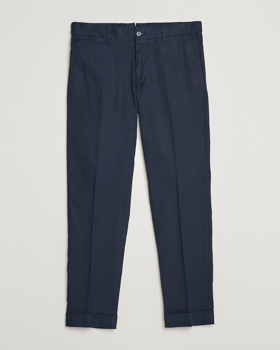 Men | Trousers | J.Lindeberg | Grant Stretch Cotton/Linen Trousers Navy