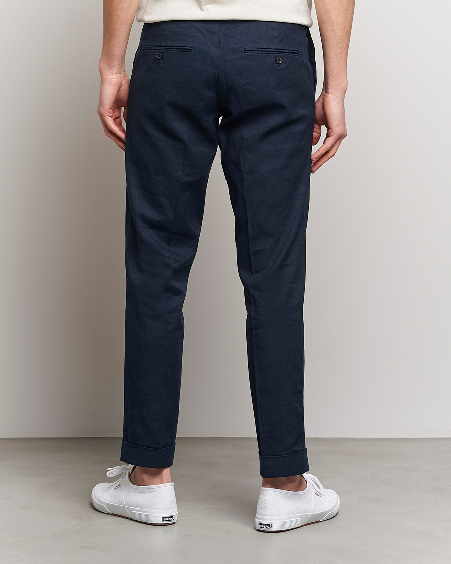 Men | Trousers | J.Lindeberg | Grant Stretch Cotton/Linen Trousers Navy