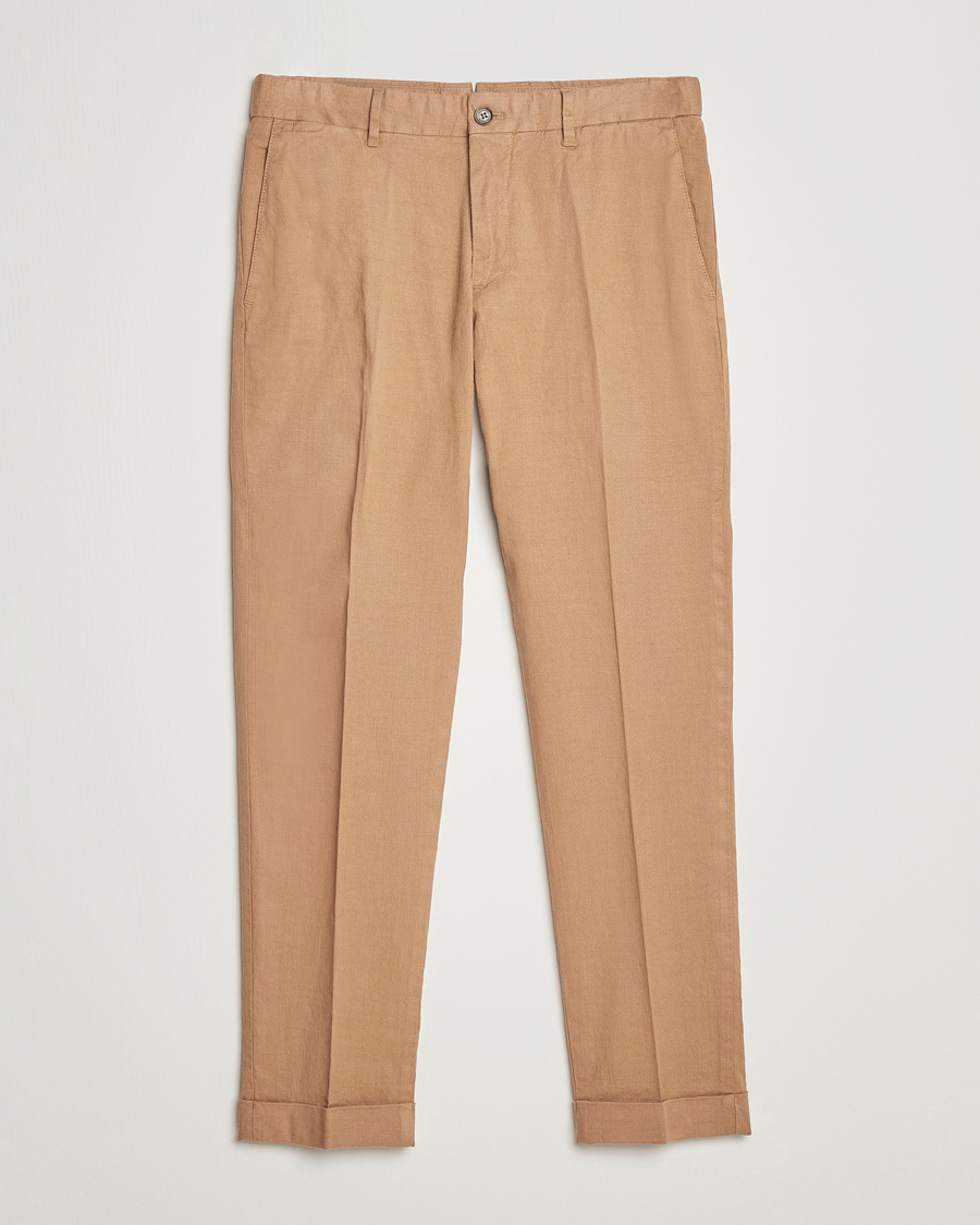 Men | Trousers | J.Lindeberg | Grant Stretch Cotton/Linen Trousers Tiger Brown