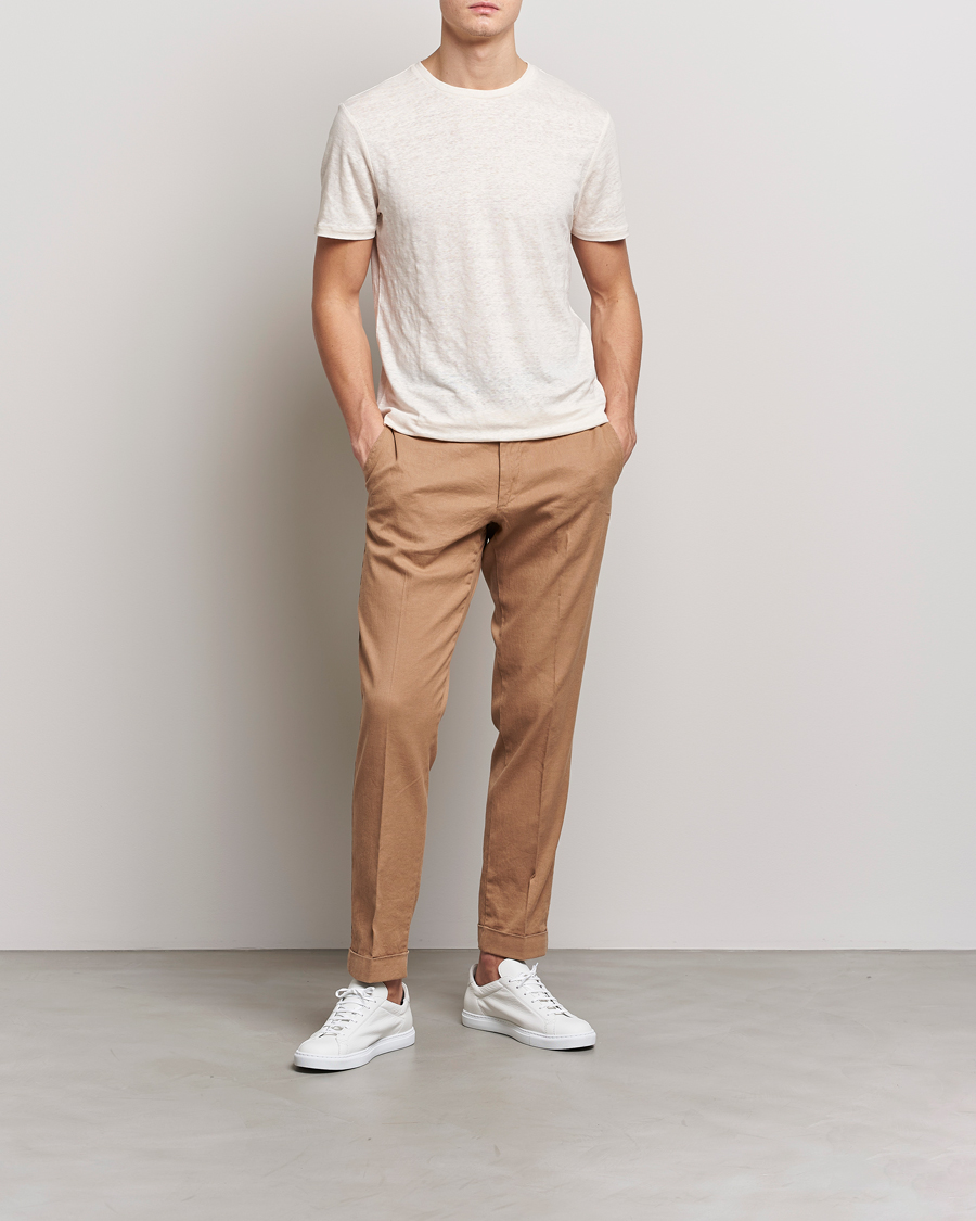 Men | Trousers | J.Lindeberg | Grant Stretch Cotton/Linen Trousers Tiger Brown