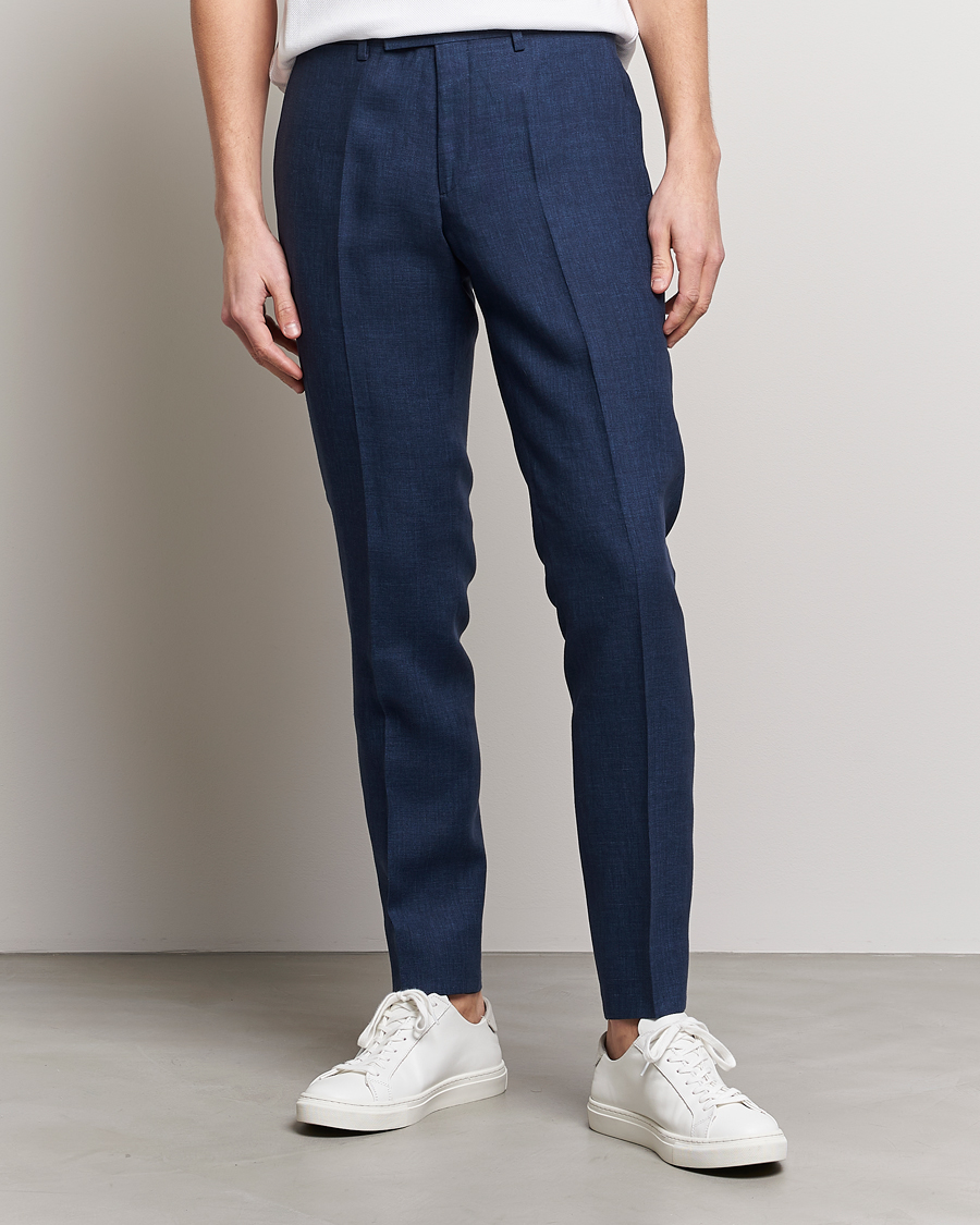 Men | J.Lindeberg | J.Lindeberg | Grant Super Linen Trousers Blue Indigo