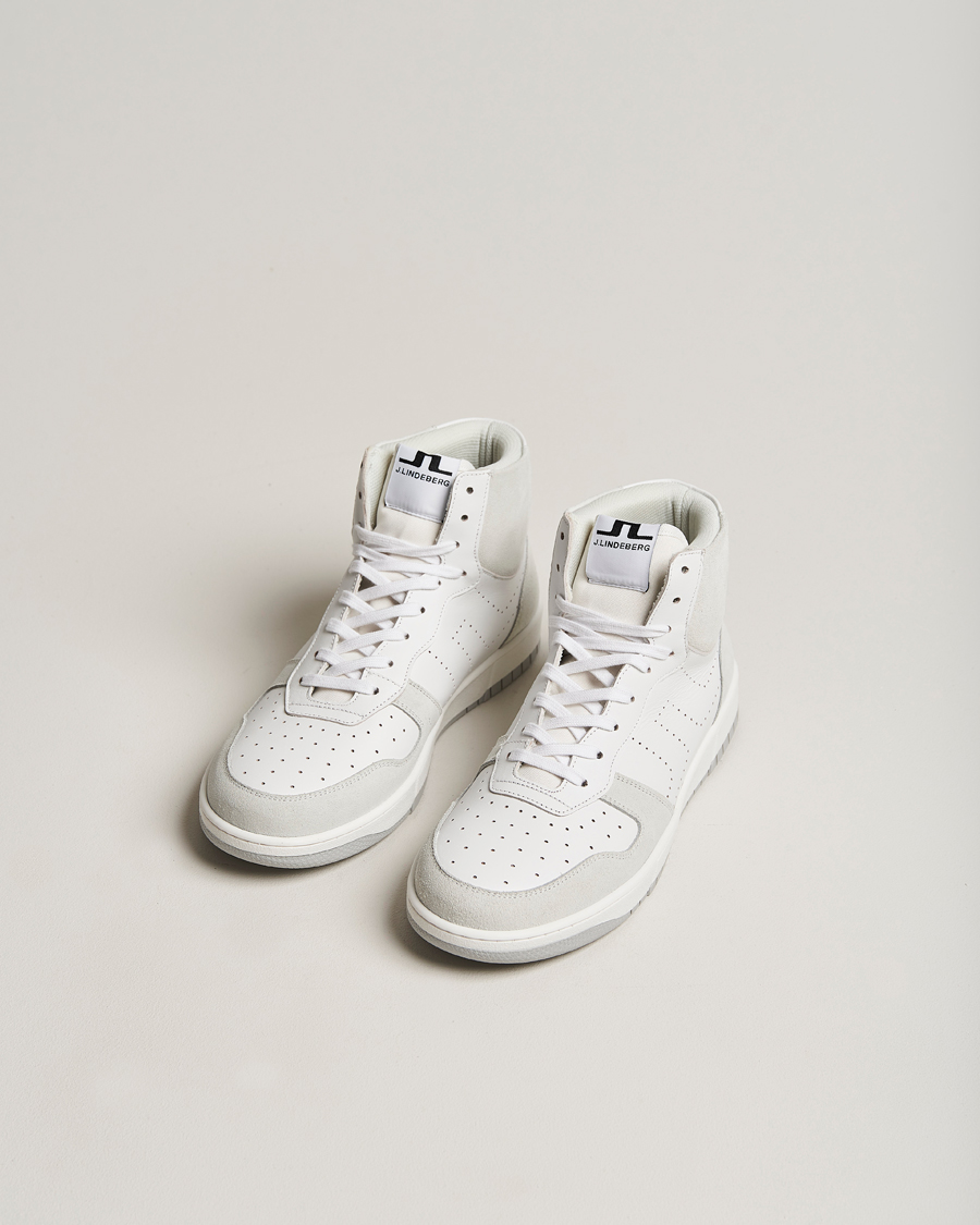 Men | J.Lindeberg Kane High Top Leather Sneaker White | J.Lindeberg | Kane High Top Leather Sneaker White