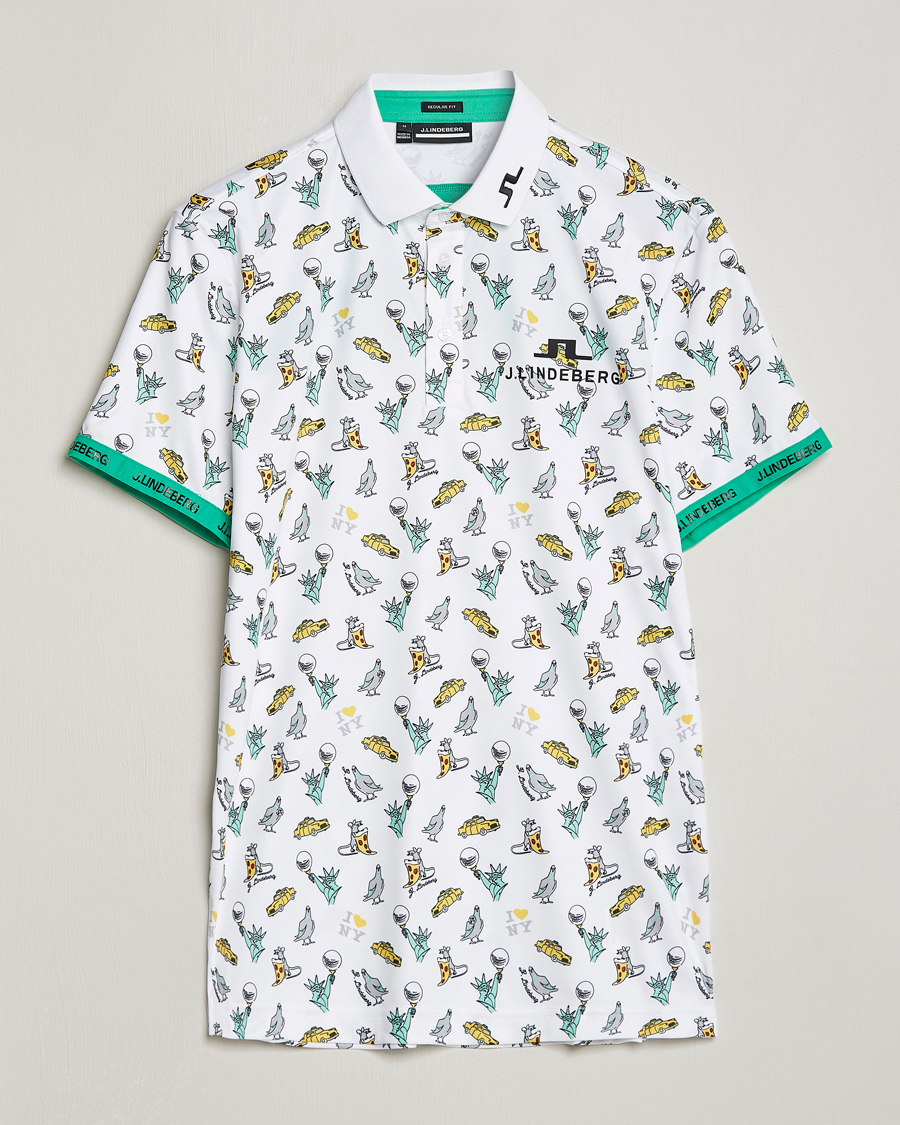 Men | Polo Shirts | J.Lindeberg | KV PGA Printed Jersey Polo White
