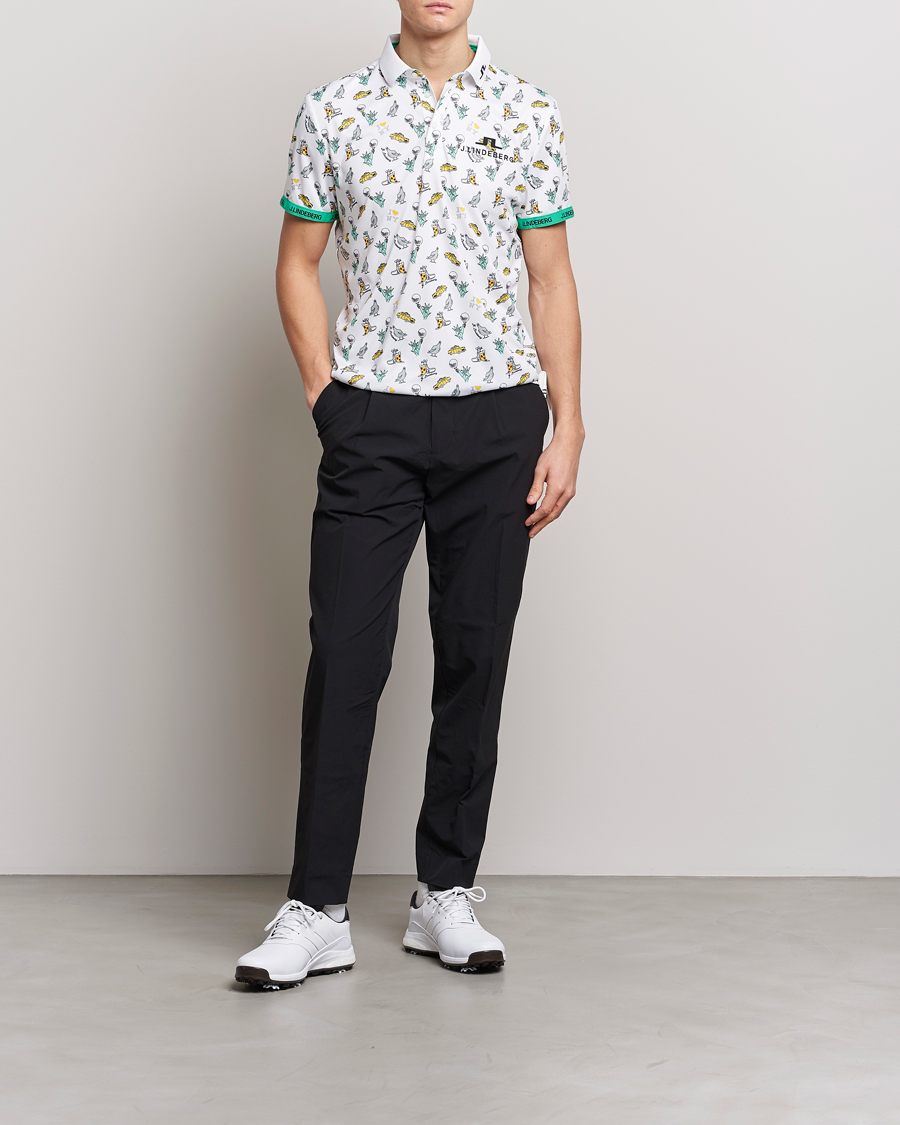 Men | Polo Shirts | J.Lindeberg | KV PGA Printed Jersey Polo White