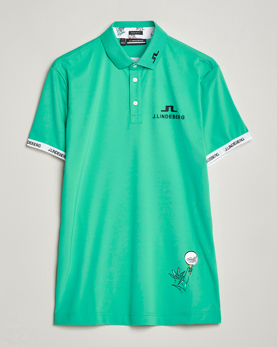 Men | Polo Shirts | J.Lindeberg | KV PGA Printed Jersey Polo Blarney Green