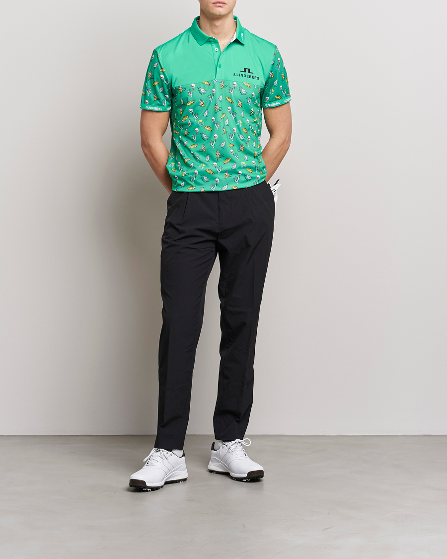 Men | Polo Shirts | J.Lindeberg | Jeff PGA TX Jersey Polo Blarney Green