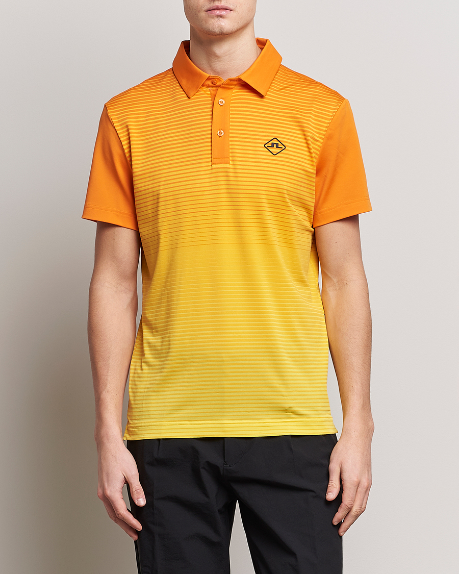 Men | Short Sleeve Polo Shirts | J.Lindeberg | Lowell Faded Slim Fit Polo Russet Orange