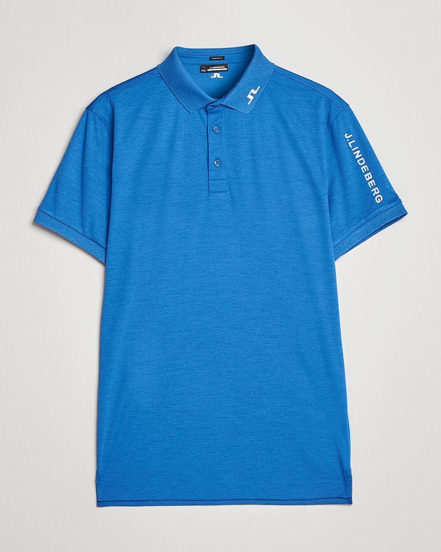 Men | Polo Shirts | J.Lindeberg | Tour Tech Regular Fit Polo Lapis Blue Melange