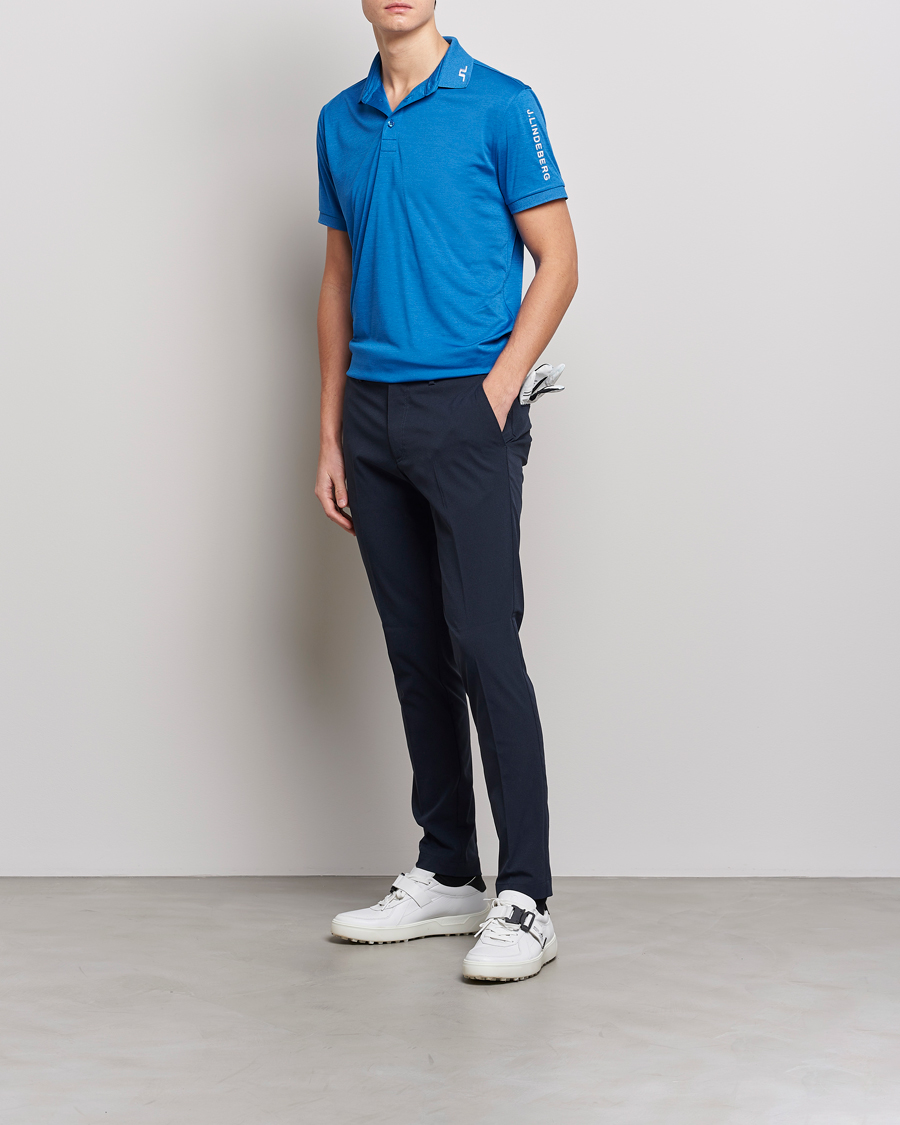 Men | Polo Shirts | J.Lindeberg | Tour Tech Regular Fit Polo Lapis Blue Melange