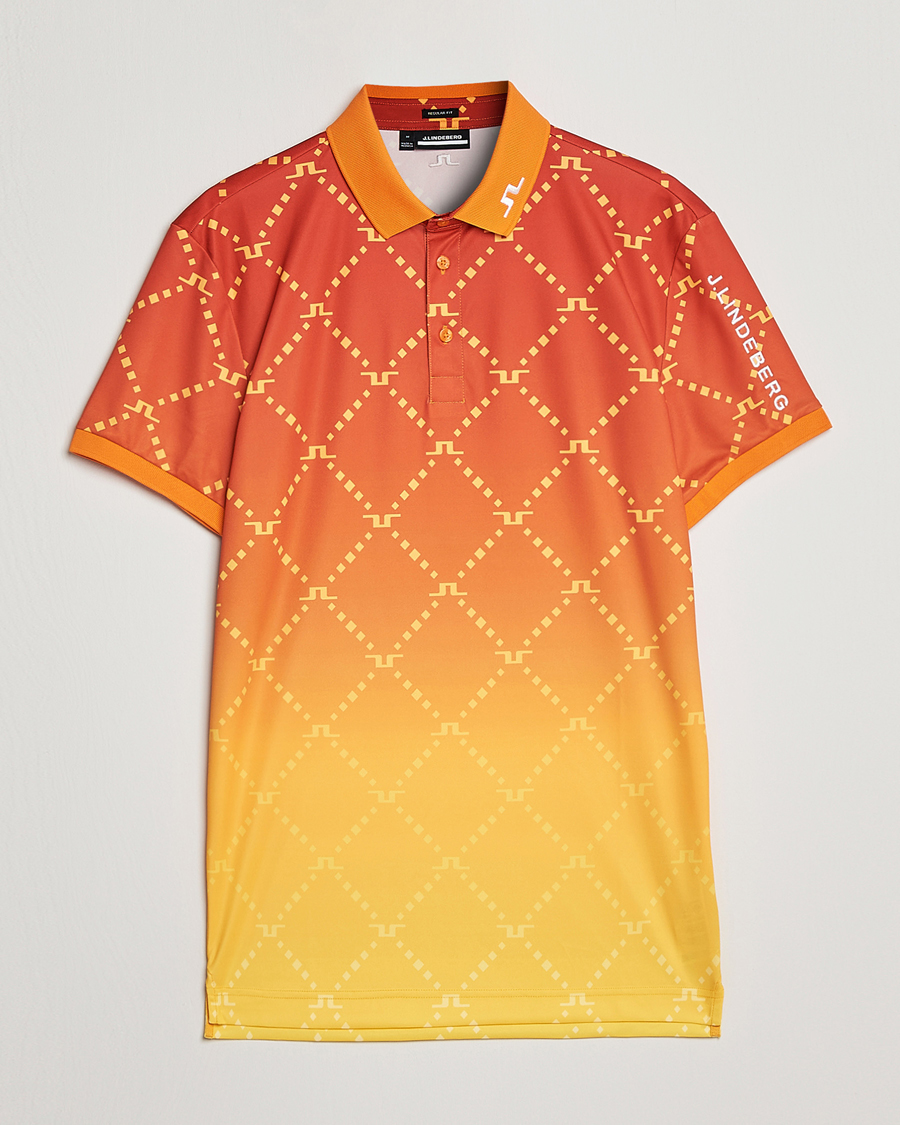 Men | Polo Shirts | J.Lindeberg | Tour Tech Regular Fit Printed Polo Sunset Fade