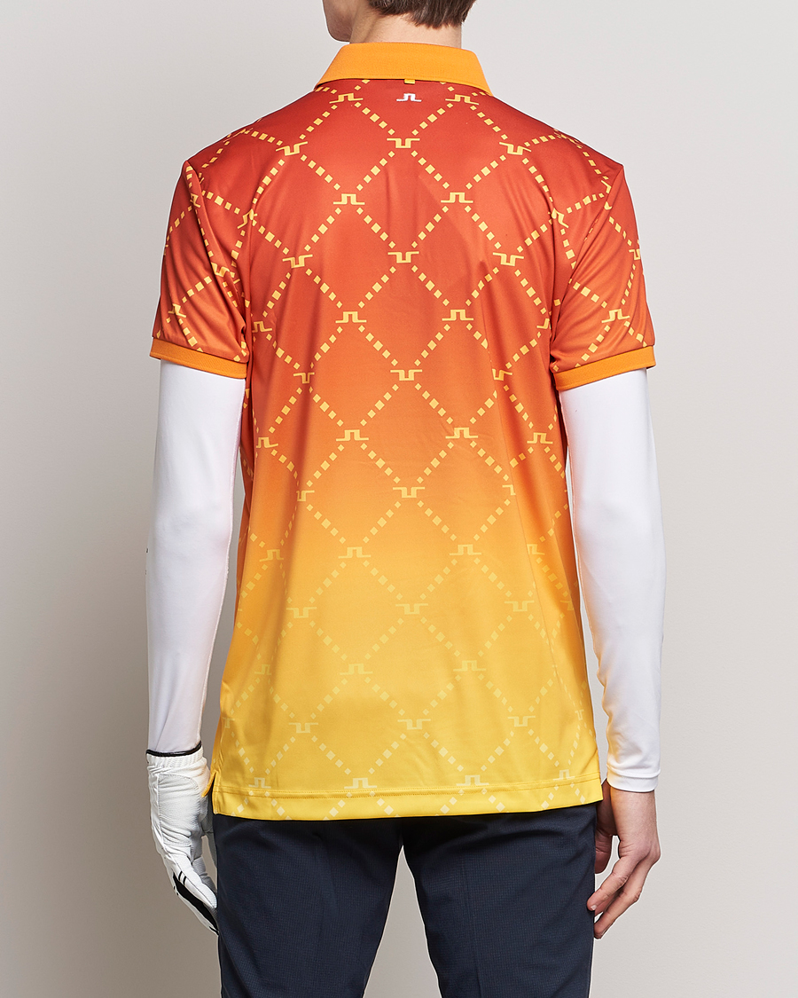 Men | Polo Shirts | J.Lindeberg | Tour Tech Regular Fit Printed Polo Sunset Fade