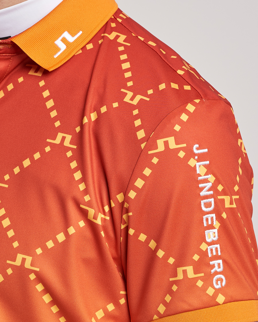Men | Polo Shirts | J.Lindeberg | Tour Tech Regular Fit Printed Polo Sunset Fade