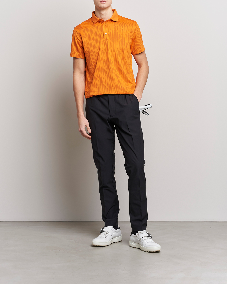 Men | Polo Shirts | J.Lindeberg | Mat Jacquard Regular Fit Polo Russet Orange