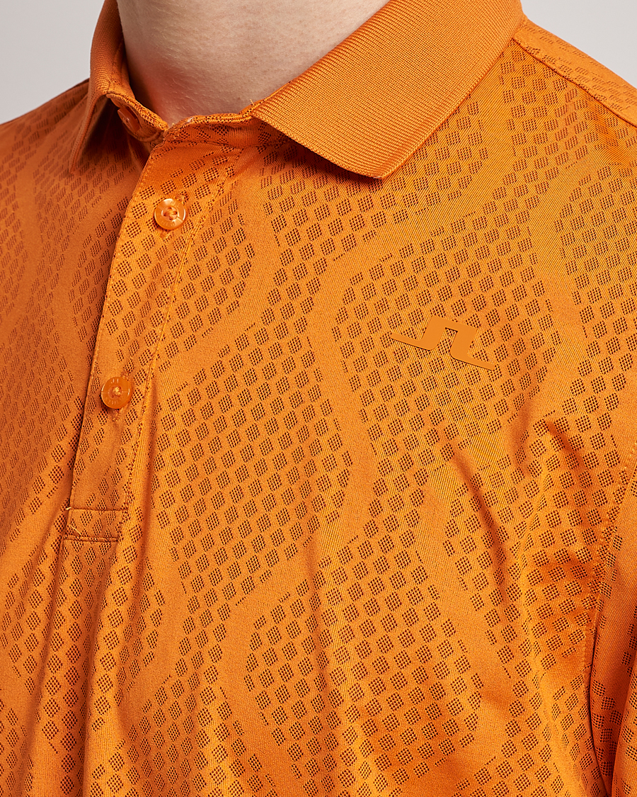 Men | Polo Shirts | J.Lindeberg | Mat Jacquard Regular Fit Polo Russet Orange