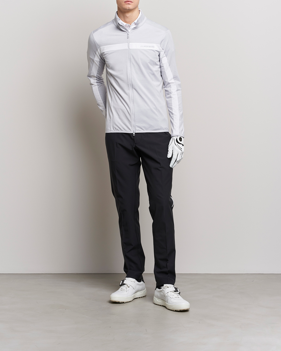 Men | Sweaters & Knitwear | J.Lindeberg | Jarvis Mid Layer Full Zip Light Grey Melange