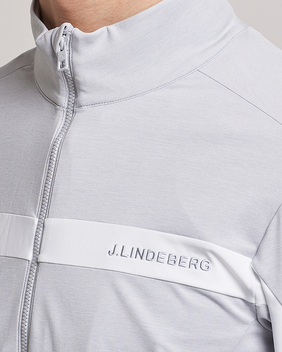 Men | Sweaters & Knitwear | J.Lindeberg | Jarvis Mid Layer Full Zip Light Grey Melange