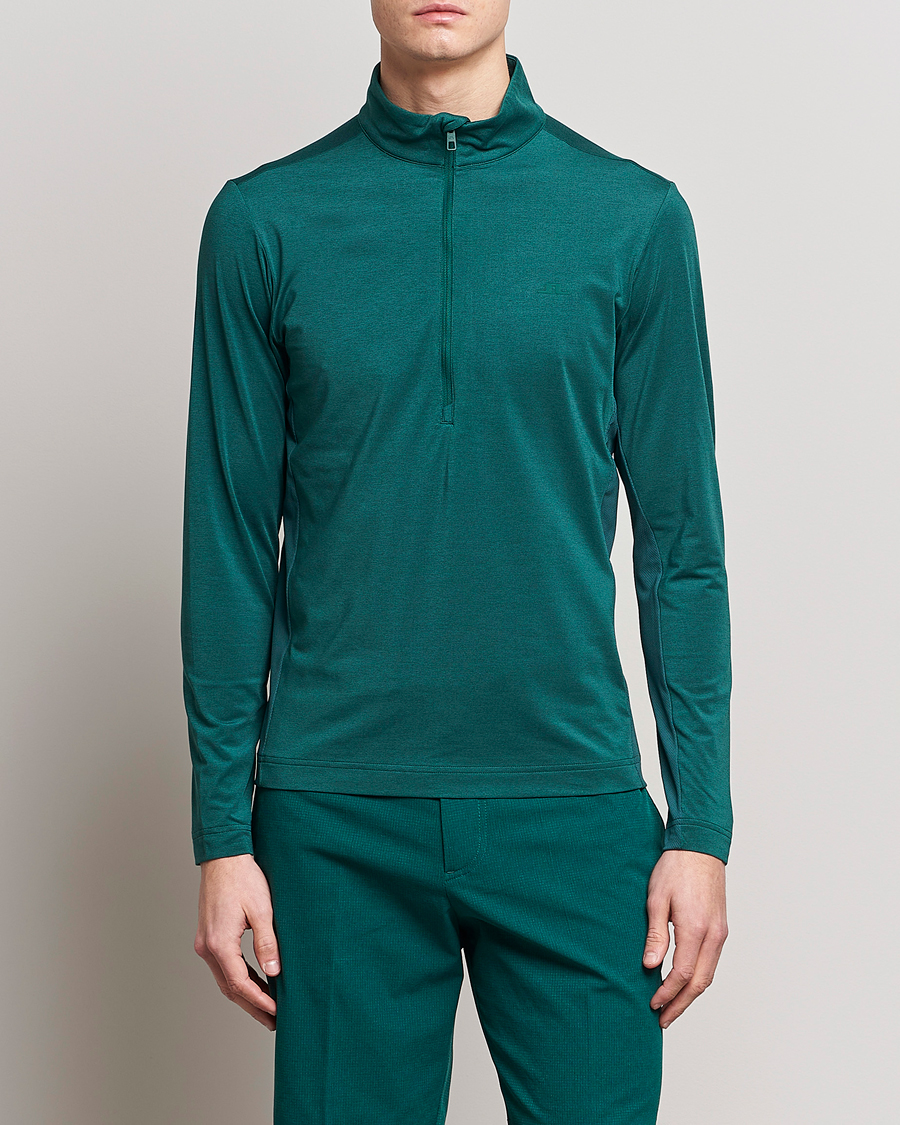 Men | Sweaters & Knitwear | J.Lindeberg | Luke Mid Layer Half Zip Rain Forest Melange