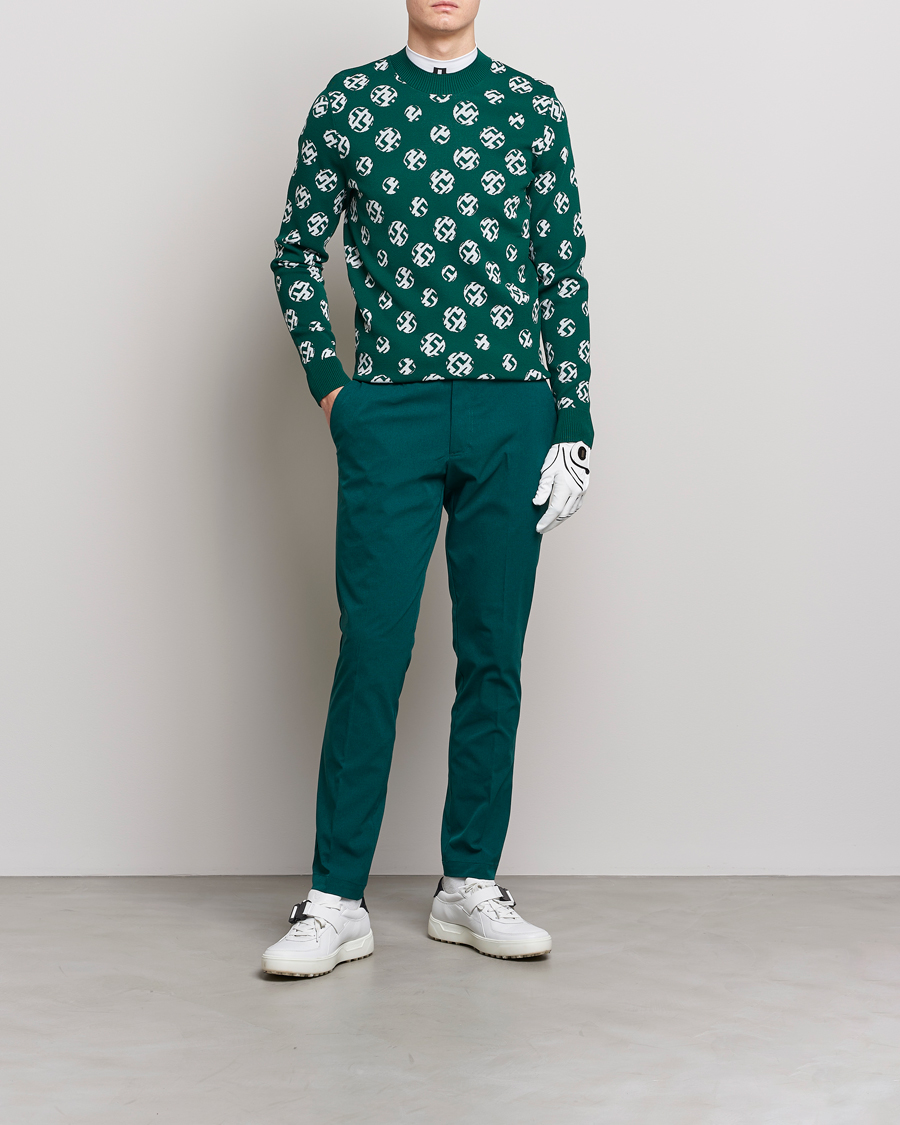 Men | Sweaters & Knitwear | J.Lindeberg | Gus Jaccquard Knitted Sweater Rain Forest