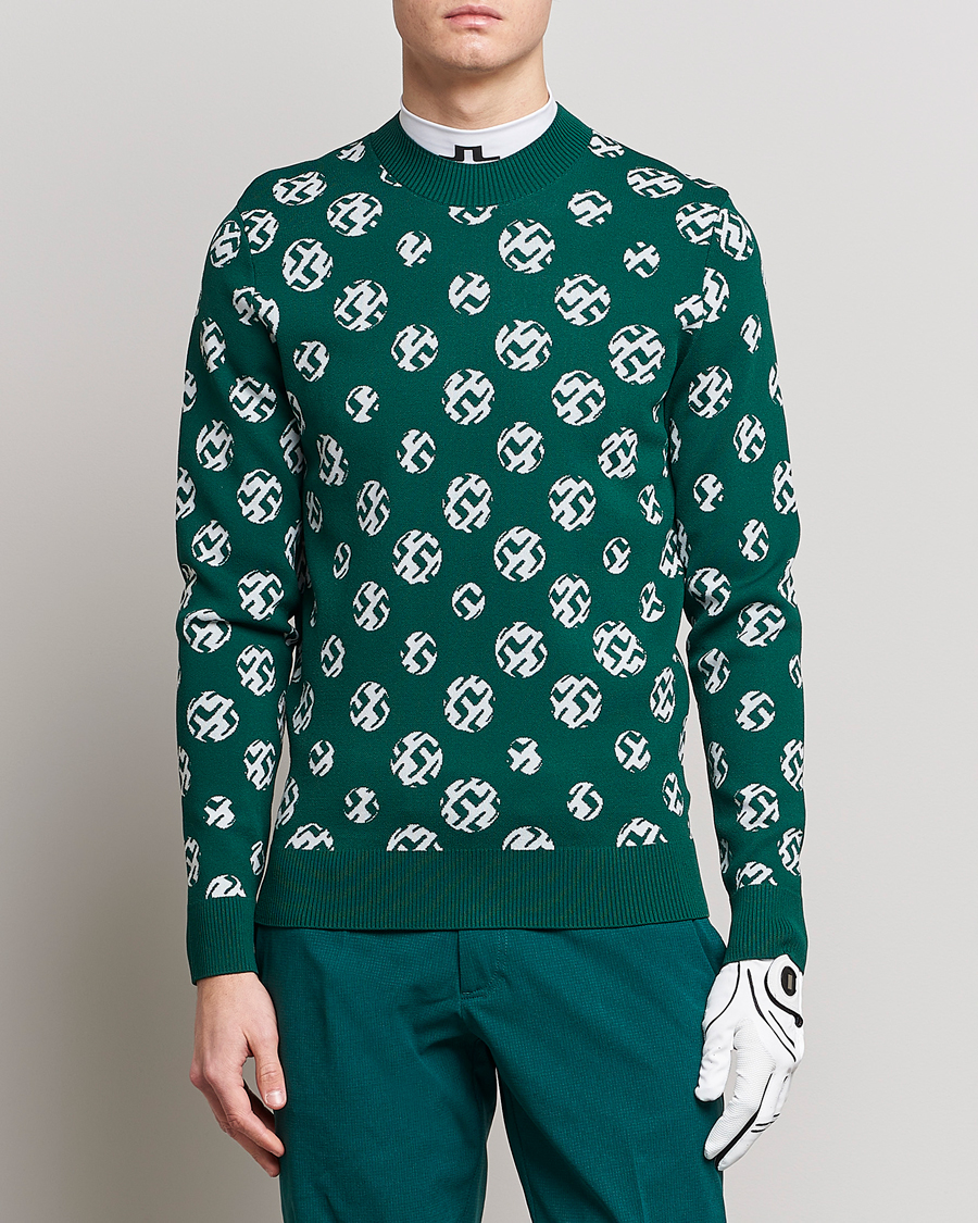 Men | Sweaters & Knitwear | J.Lindeberg | Gus Jaccquard Knitted Sweater Rain Forest