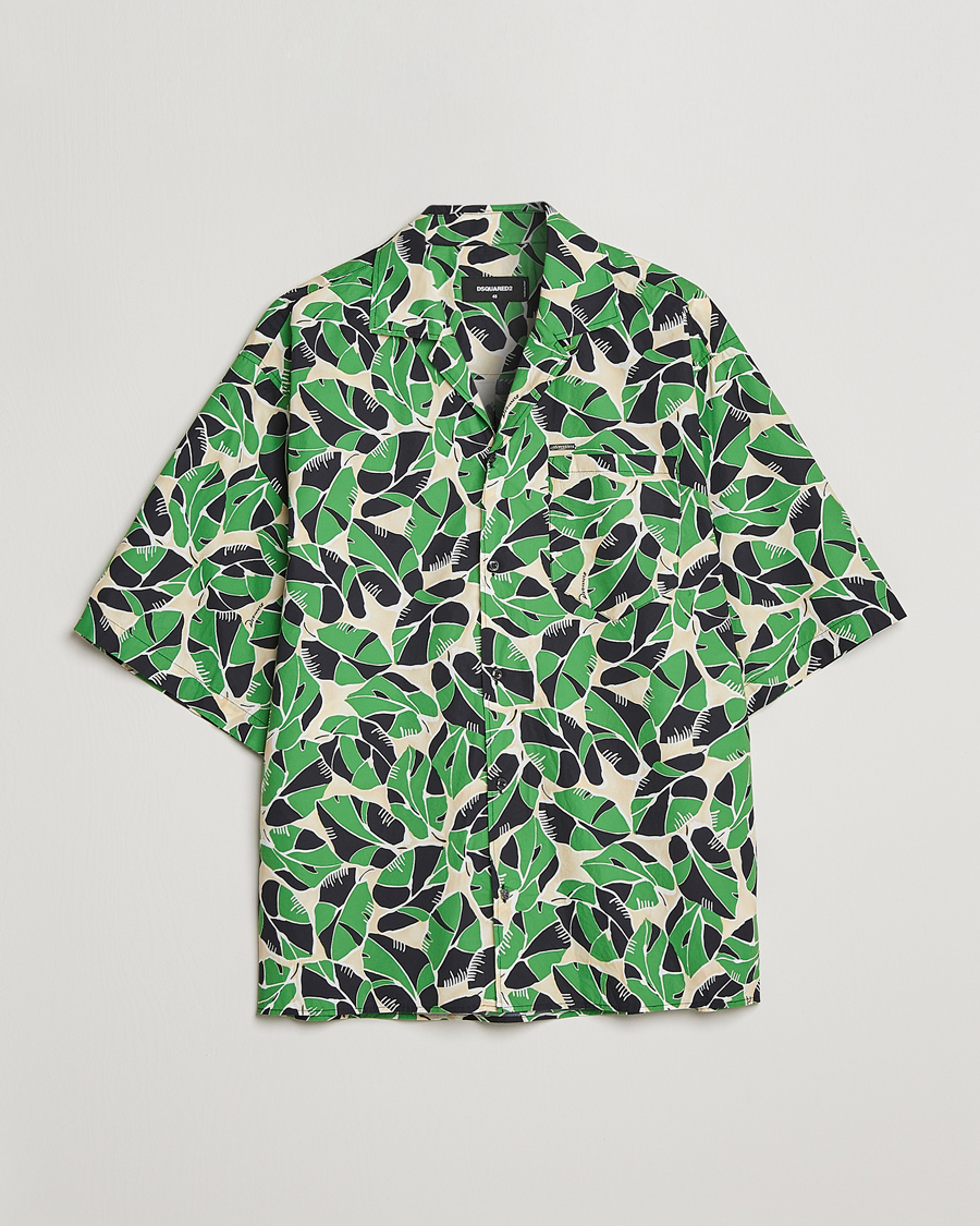 Men | Shirts | Dsquared2 | Printed Bowling Shirt Beige/Green