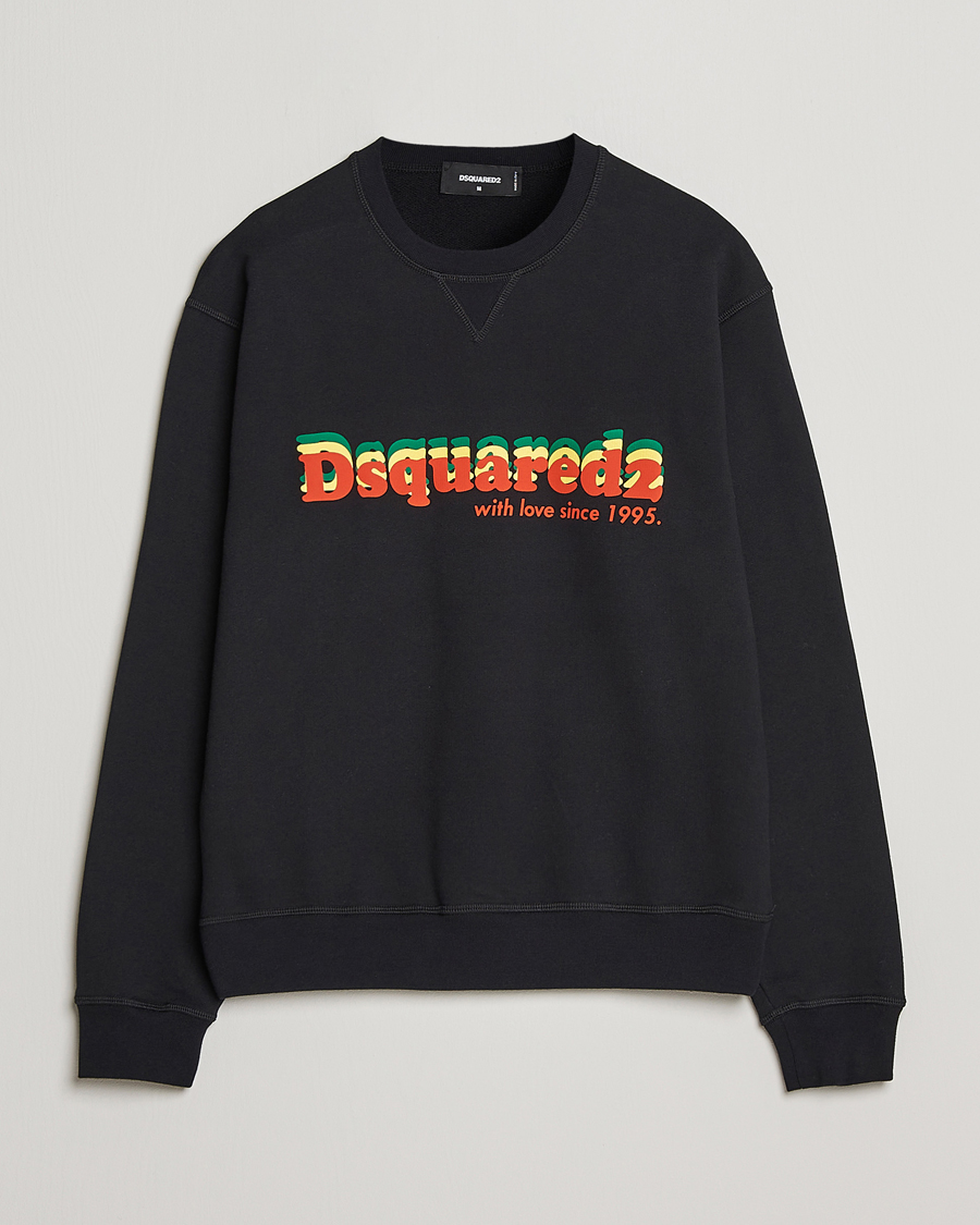 Men | Sweaters & Knitwear | Dsquared2 | Printed Cotton Sweatshirt Black