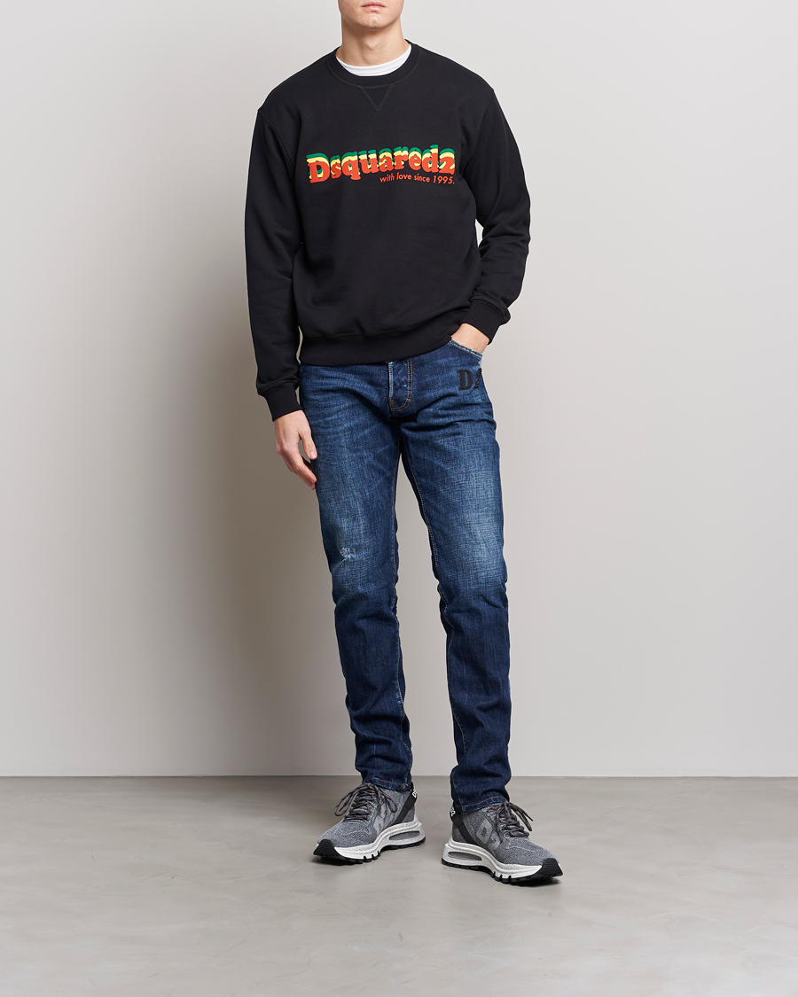 Men | Sweaters & Knitwear | Dsquared2 | Printed Cotton Sweatshirt Black