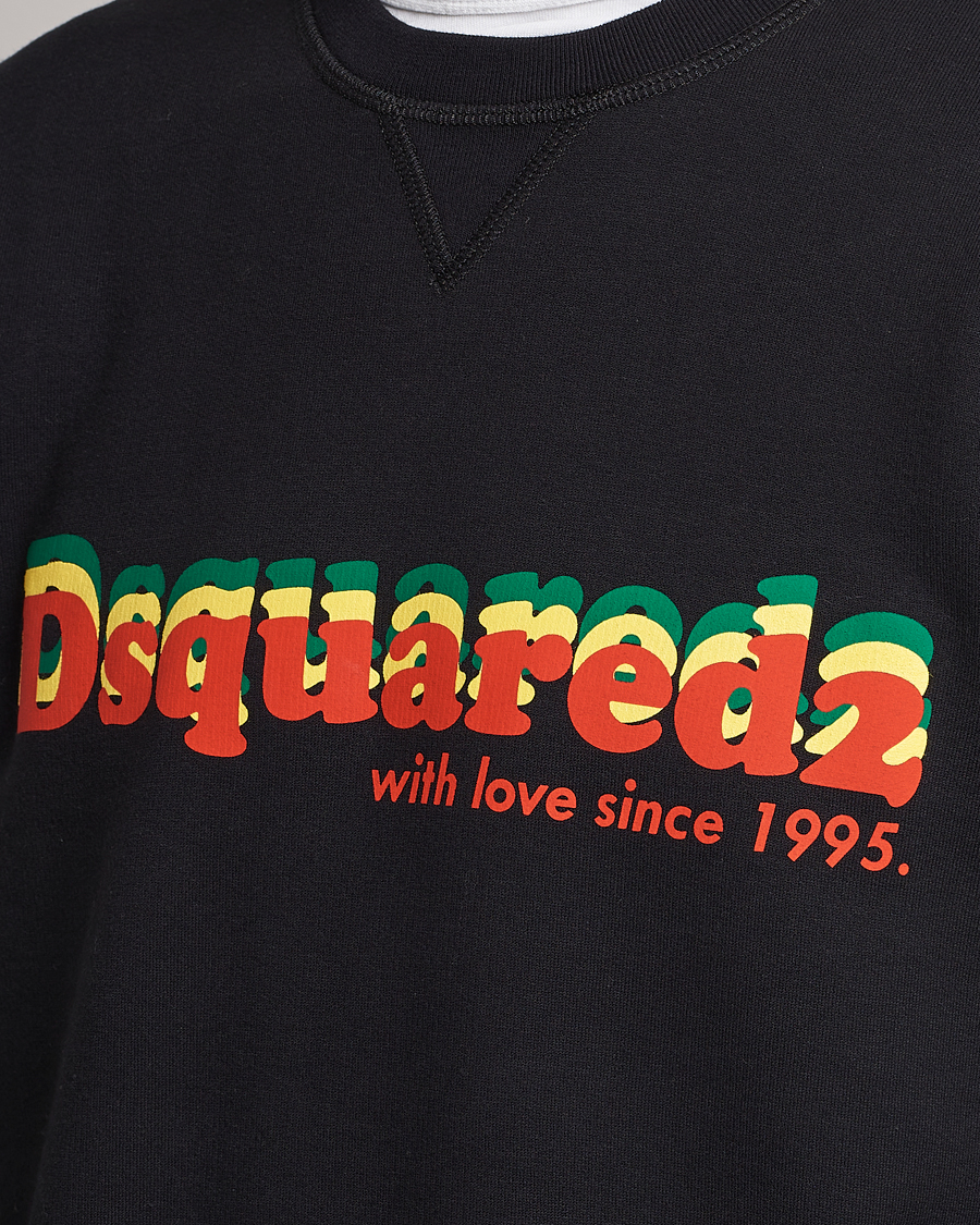 Men | Sweaters & Knitwear | Dsquared2 | Printed Cotton Sweatshirt Black