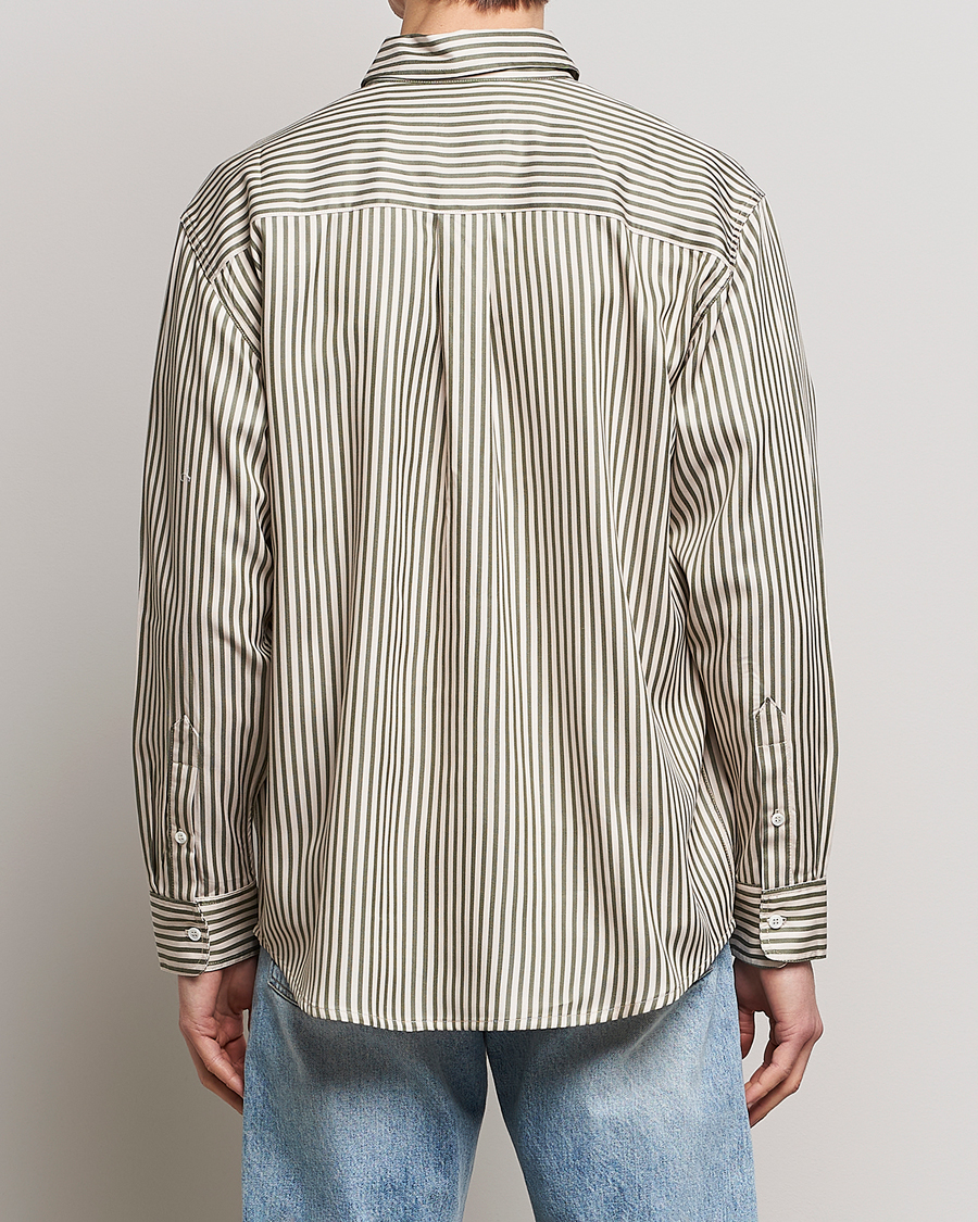Men | Shirts | Jeanerica | Come Tencel Striped Shirt Green/White