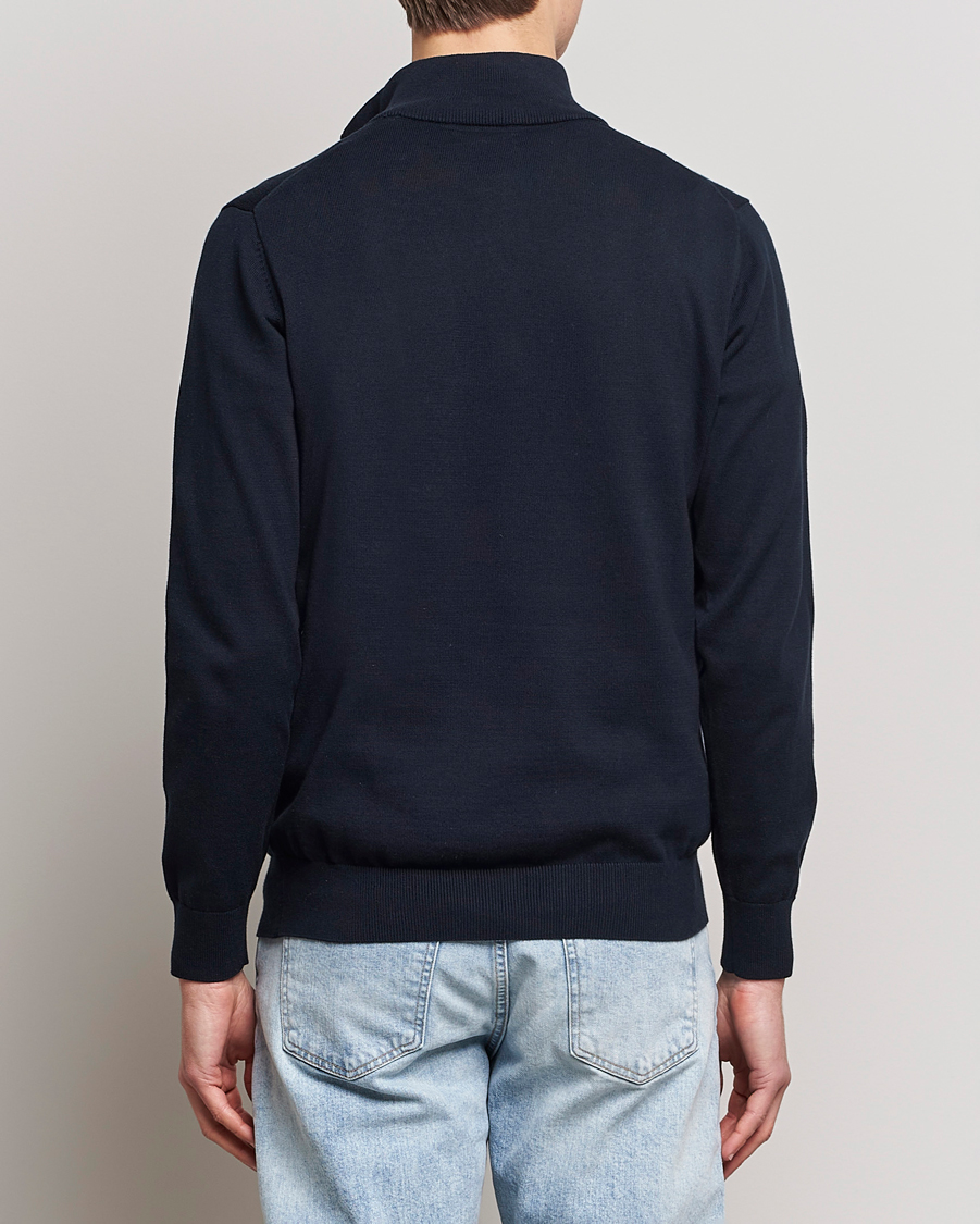 GANT Cotton Piqué Half-Zip Sweater Evening Blue