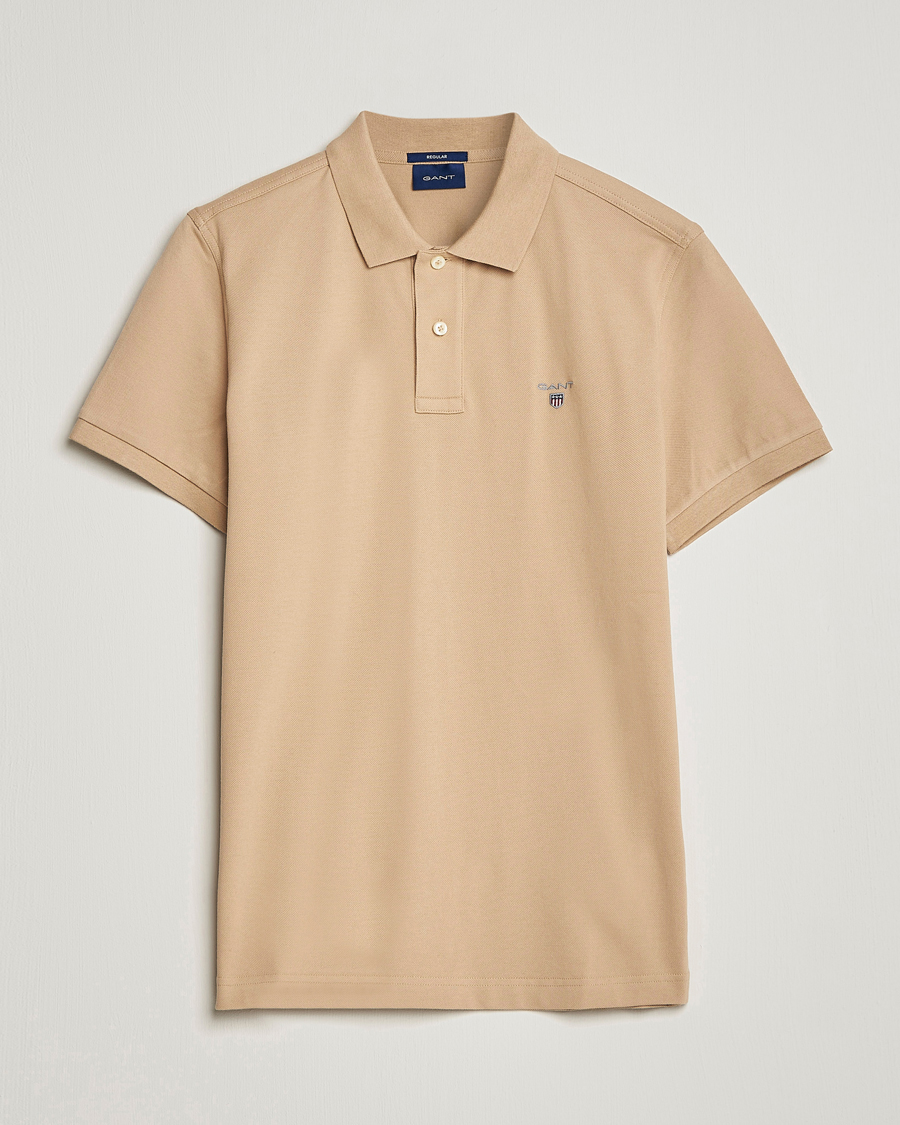 Men | Polo Shirts | GANT | Original Pique Short Sleeve Rugger Hazelwood Beige
