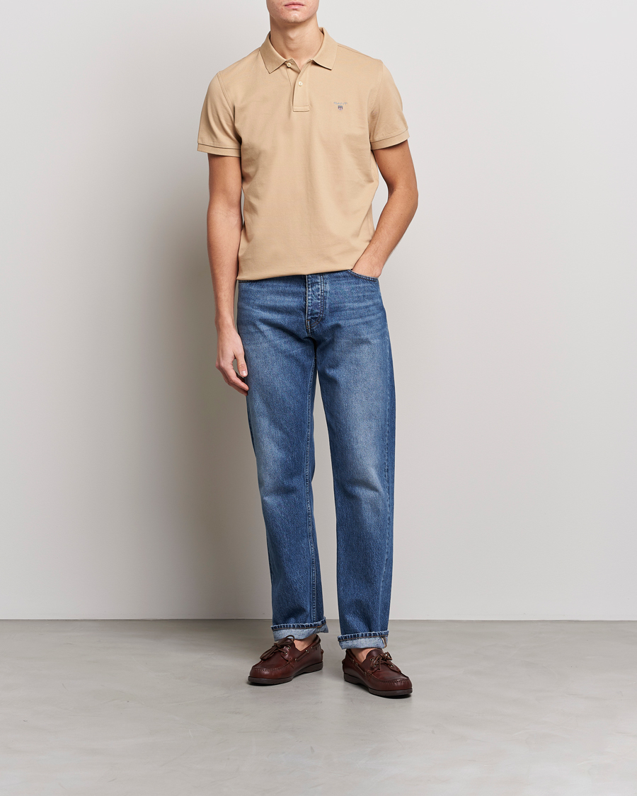 Men | Polo Shirts | GANT | Original Pique Short Sleeve Rugger Hazelwood Beige