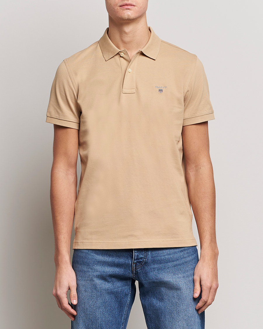 Men | Polo Shirts | GANT | Original Pique Short Sleeve Rugger Hazelwood Beige