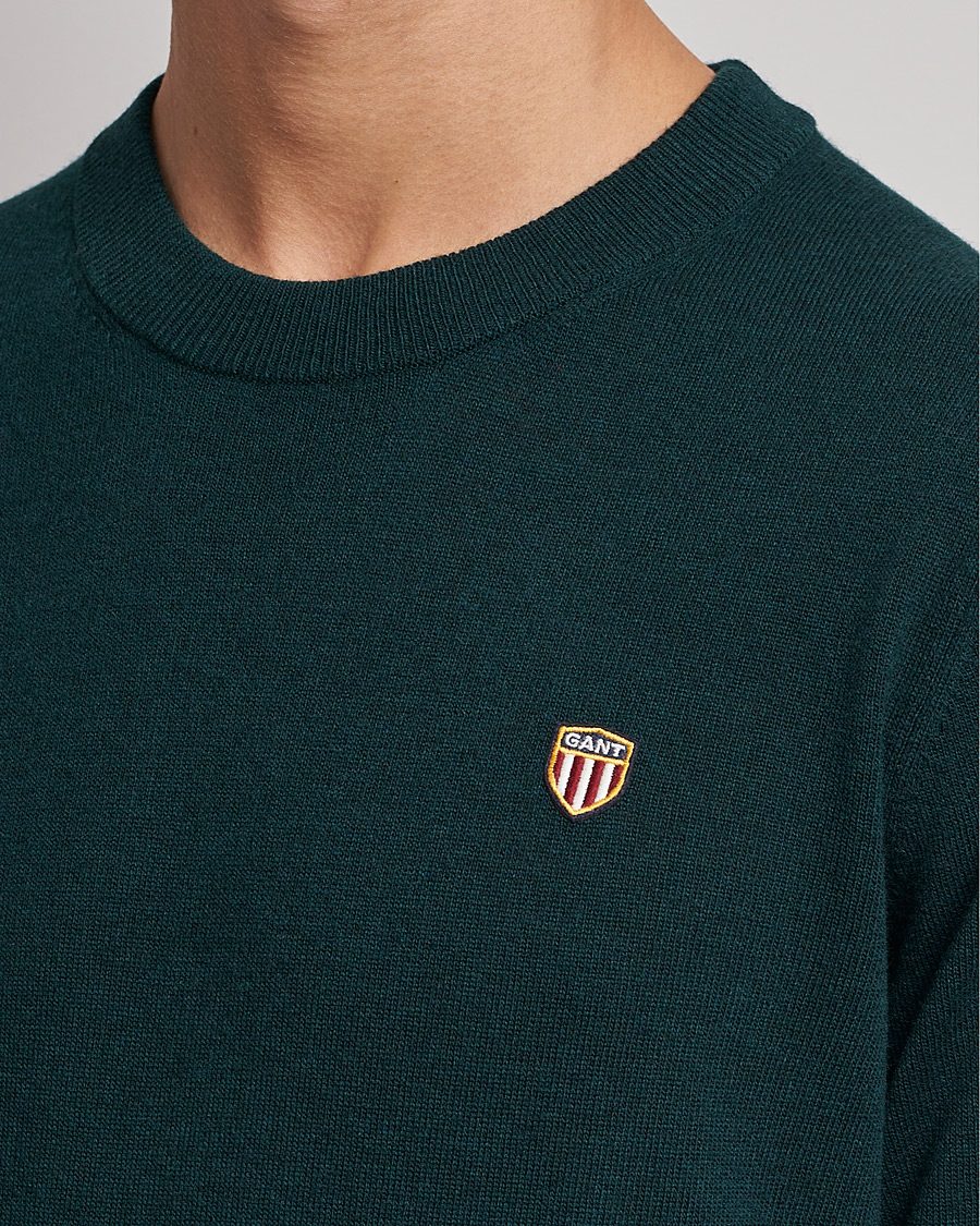 Men | Sweaters & Knitwear | GANT | Banner Shield Lambswool Crew Neck Ratran Green