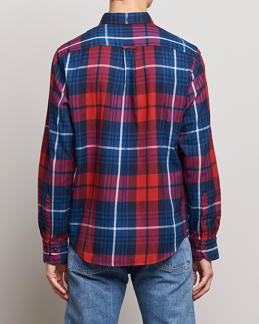 Men | Shirts | GANT | Regular Plaid Flannel Shirt Ruby Red