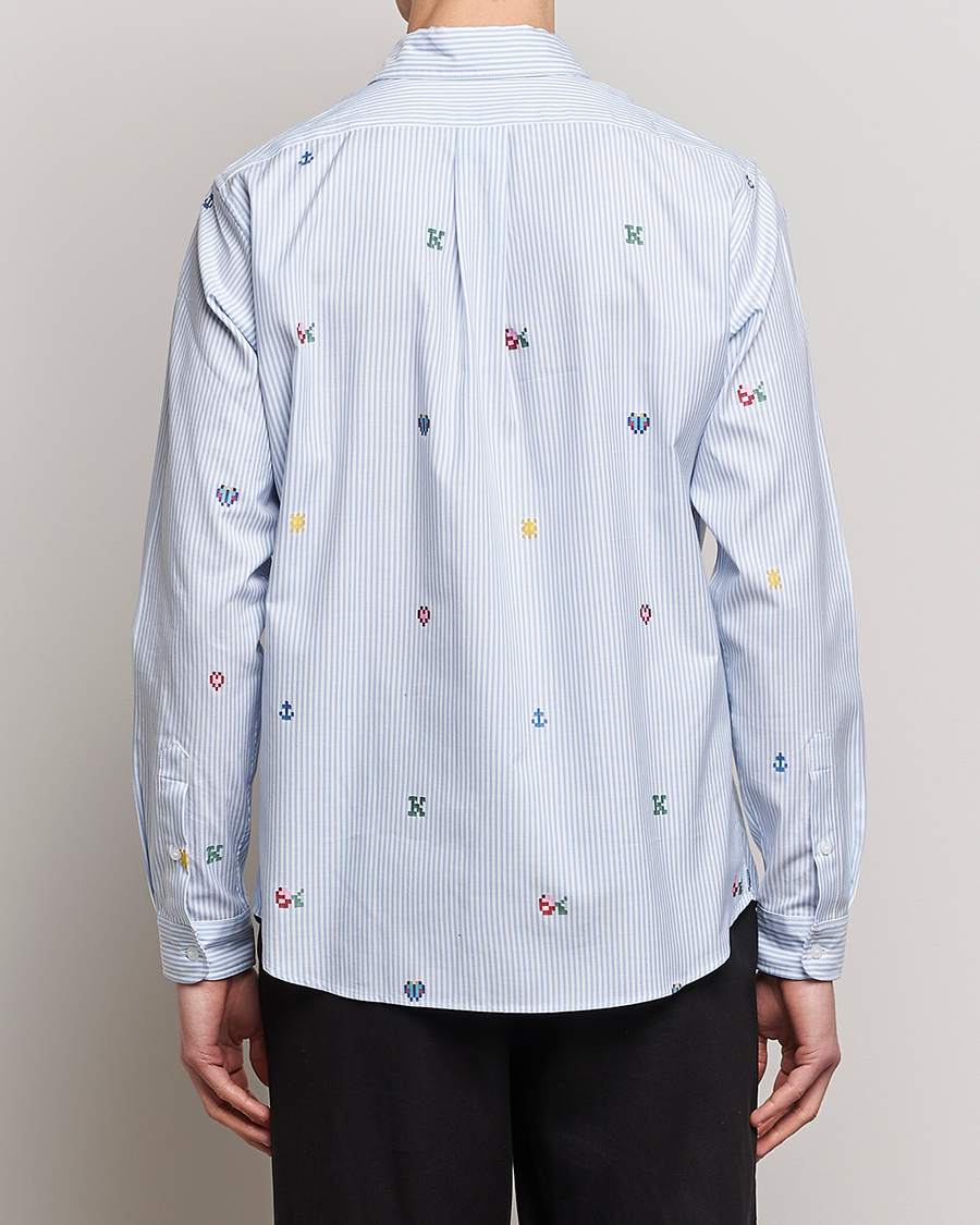Men | Shirts | KENZO | Pixel Striped Casual Shirt Light Blue