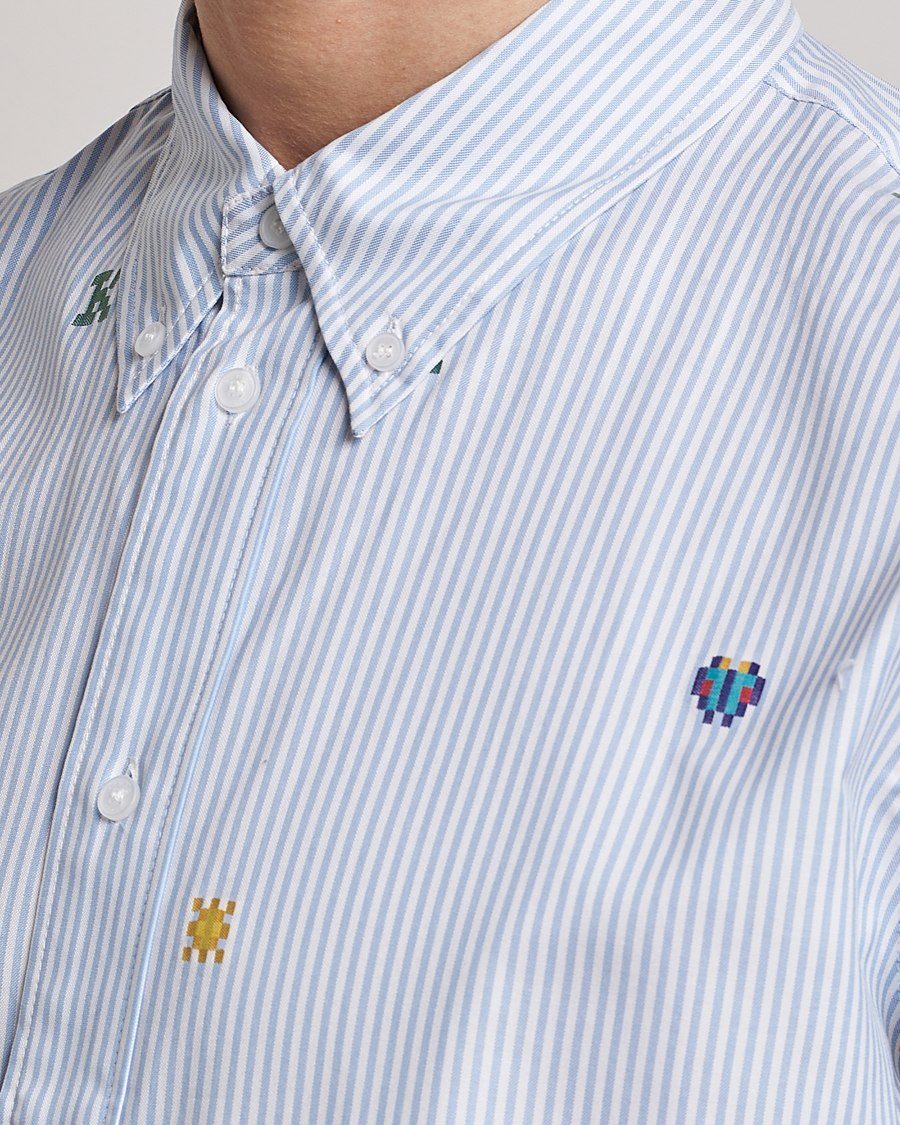 Men | Shirts | KENZO | Pixel Striped Casual Shirt Light Blue