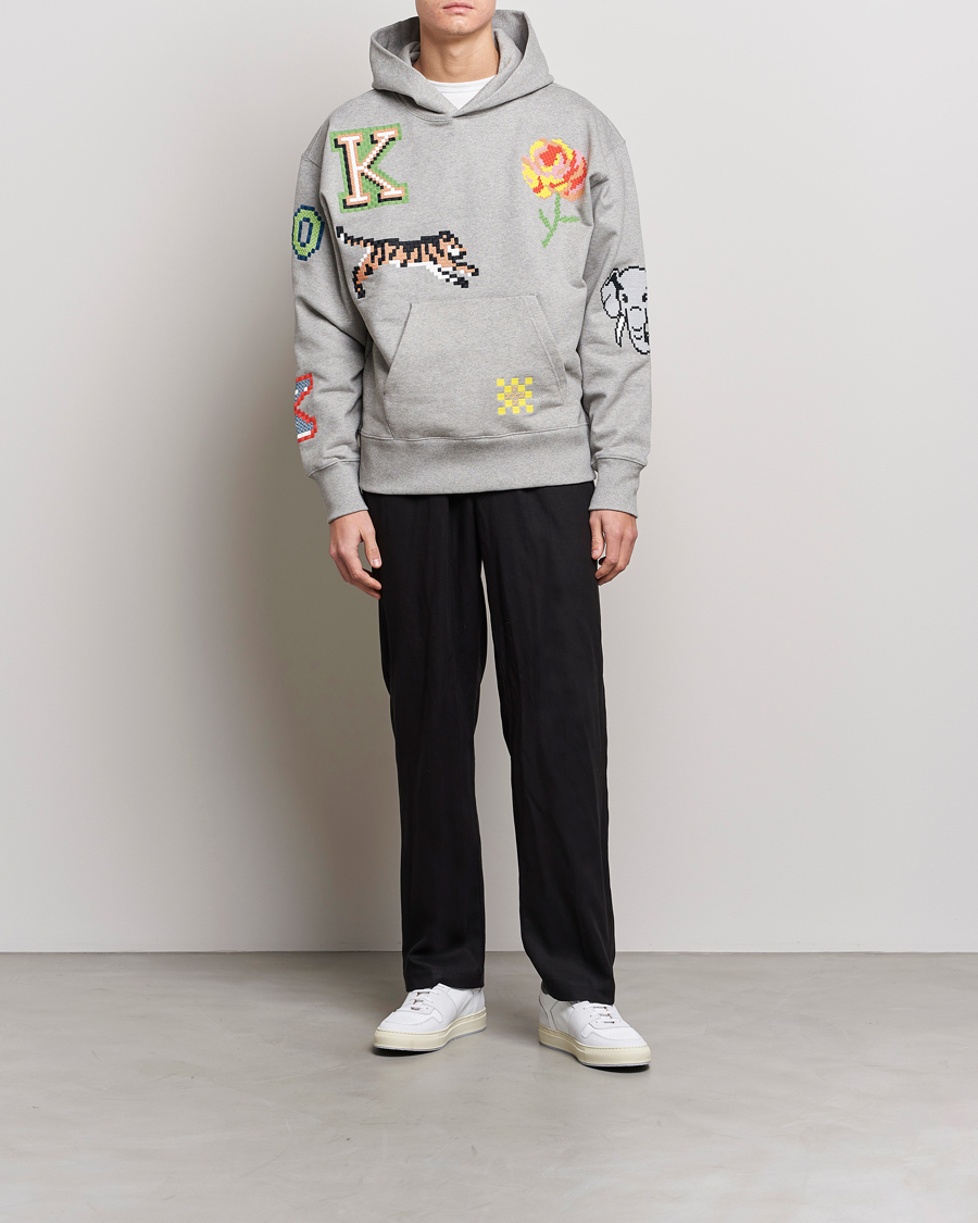 Men | Sweaters & Knitwear | KENZO | Pixel Oversize Hoodie Pearl Grey