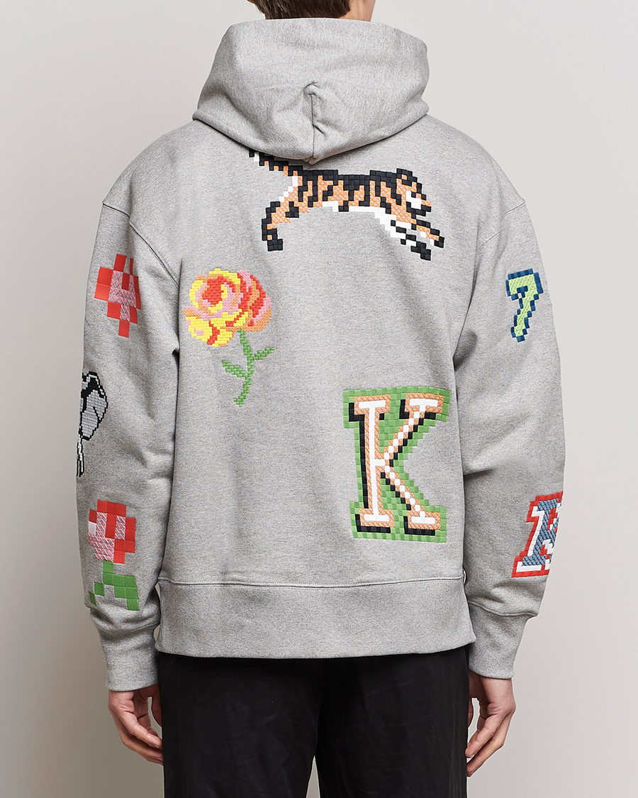 Men | Sweaters & Knitwear | KENZO | Pixel Oversize Hoodie Pearl Grey
