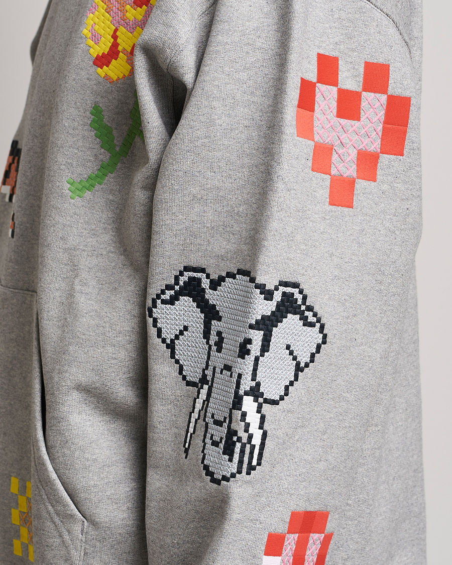Men | Sweaters & Knitwear | KENZO | Pixel Oversize Hoodie Pearl Grey