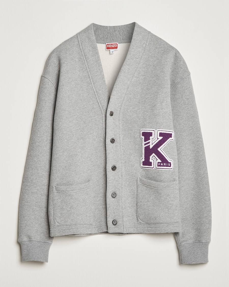 Men | Sweaters & Knitwear | KENZO | College Varsity Cardigan Pearl Grey