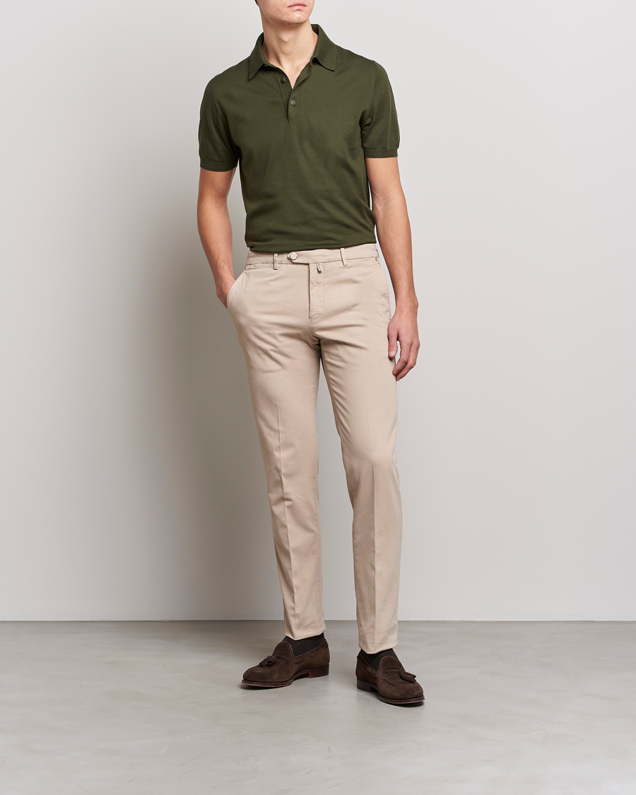 本日限定Cotton Knit Short-Sleeve Polo オリーブ 1 Kiton Sea Island Cotton Polo Dark Olive at CareOfCarl.com