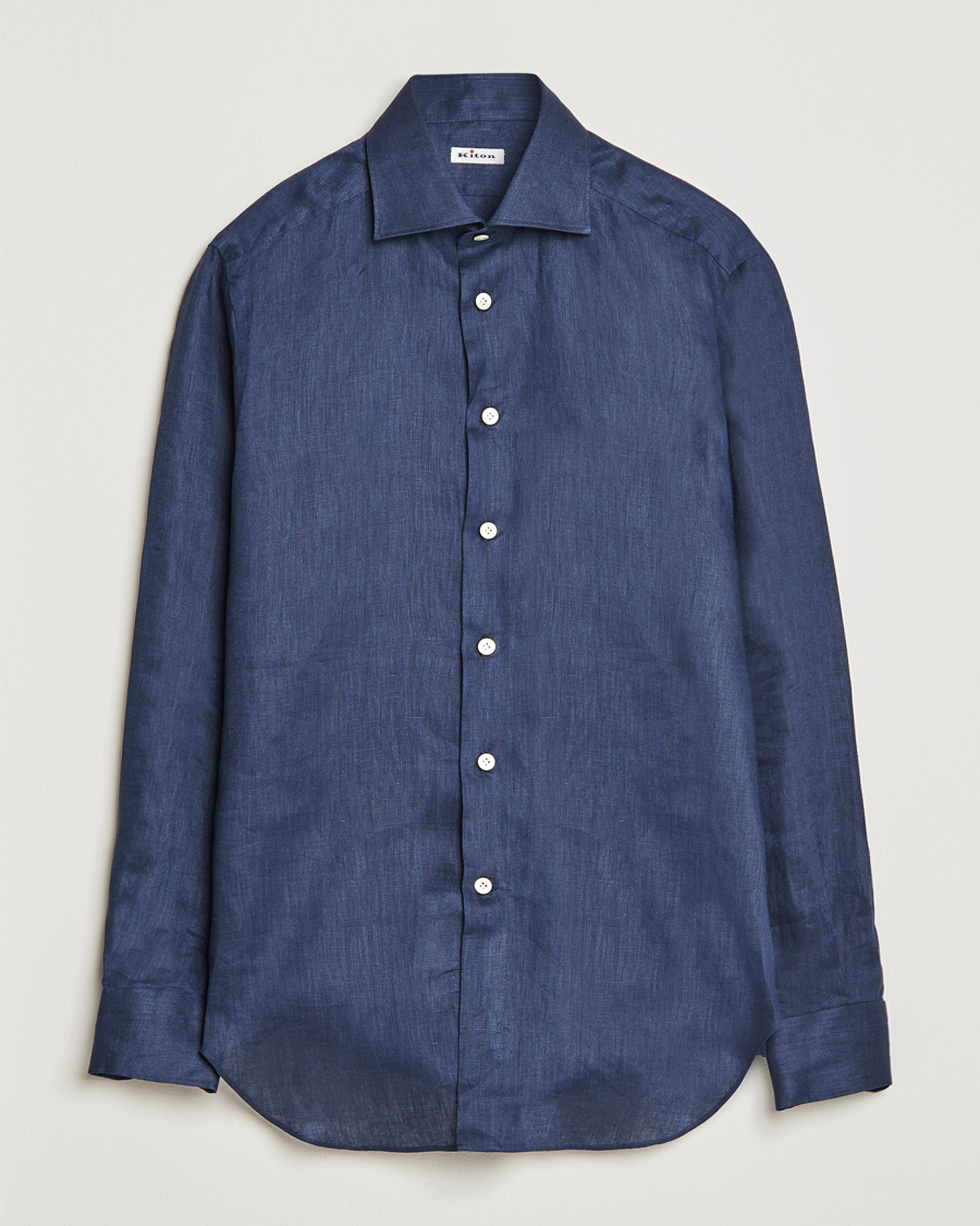 Men | Shirts | Kiton | Linen Sport Shirt Navy