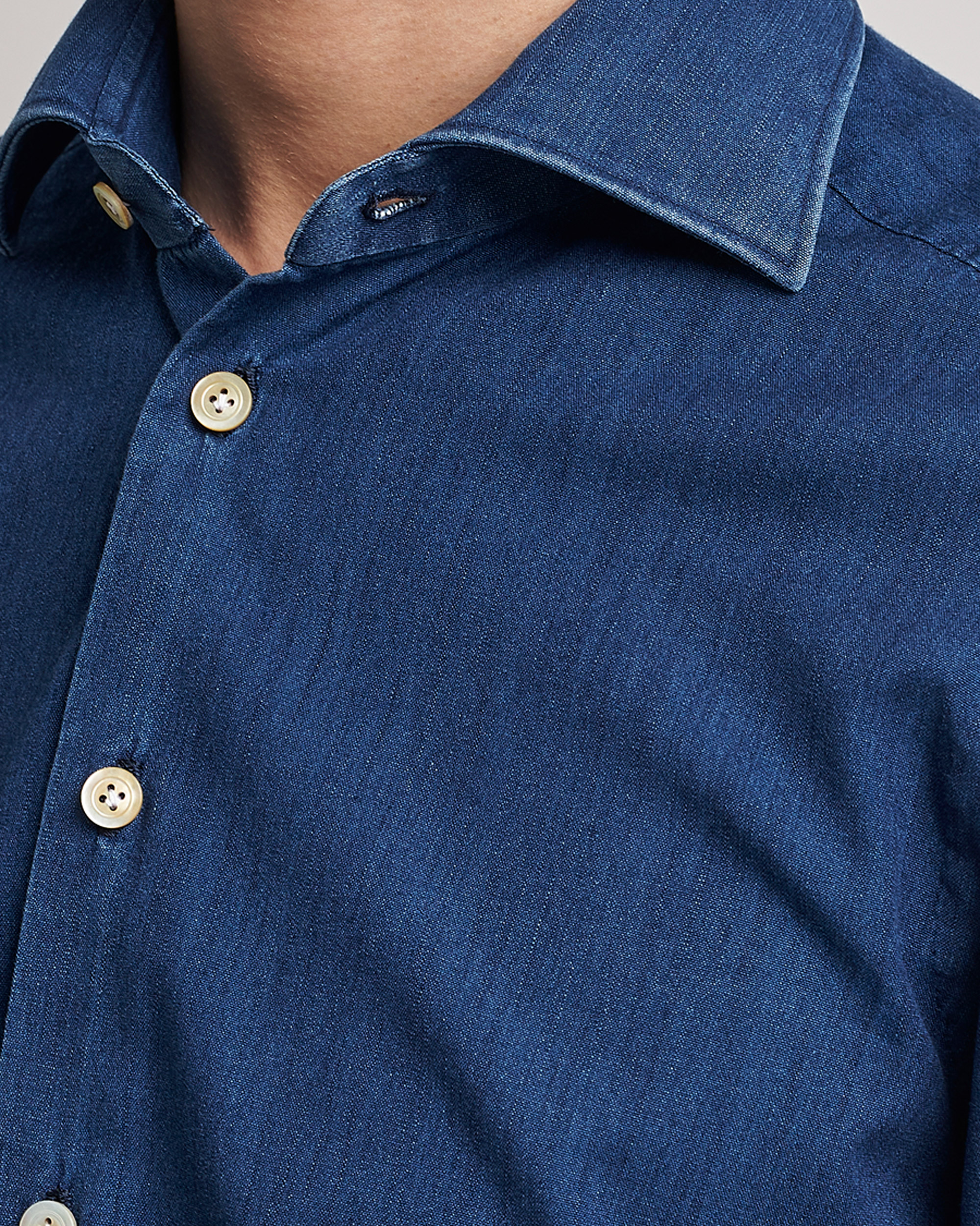 Men | Shirts | Kiton | Denim Sport Shirt Indigo Blue
