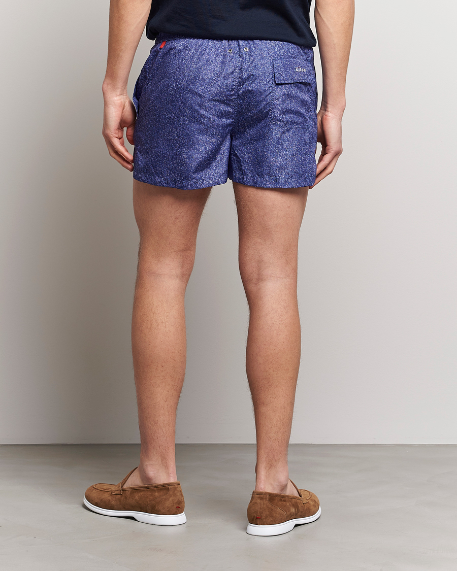 Men | Swimwear | Kiton | Printed Swim Trunks Navy Melange