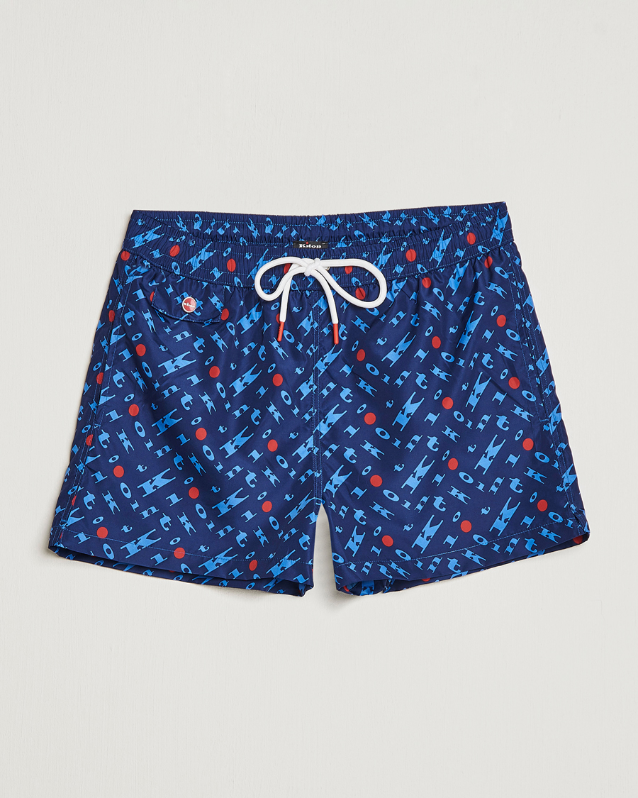 Men | Swimwear | Kiton | Printed Swim Trunks Navy