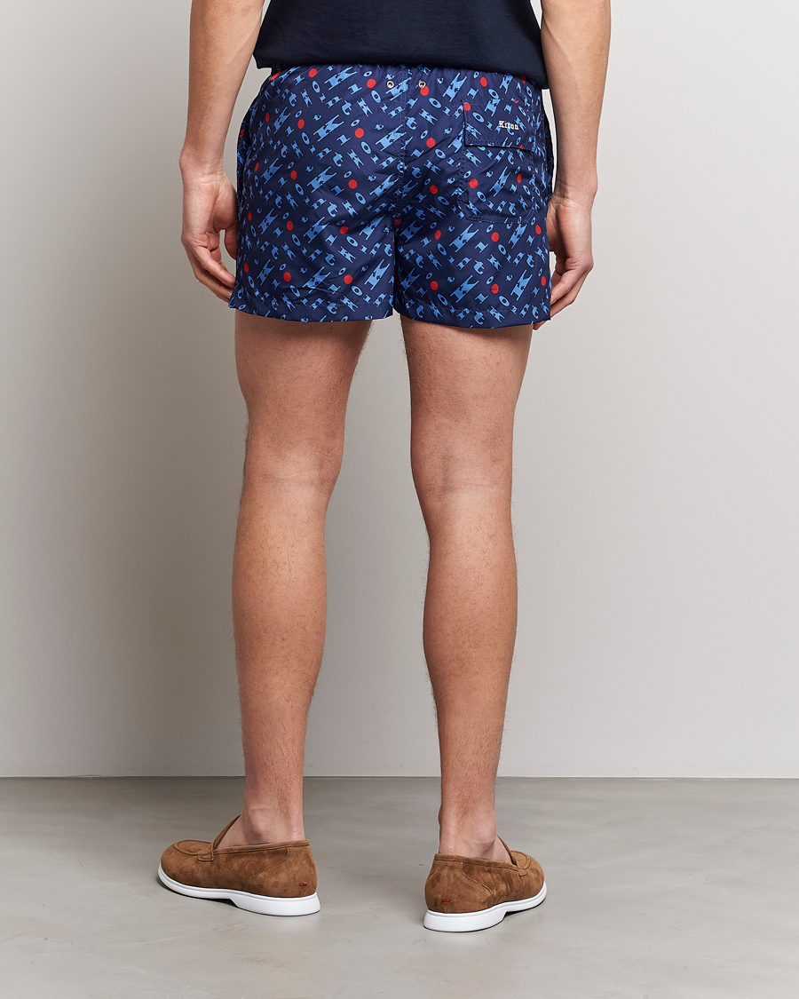 Men | Swimwear | Kiton | Printed Swim Trunks Navy